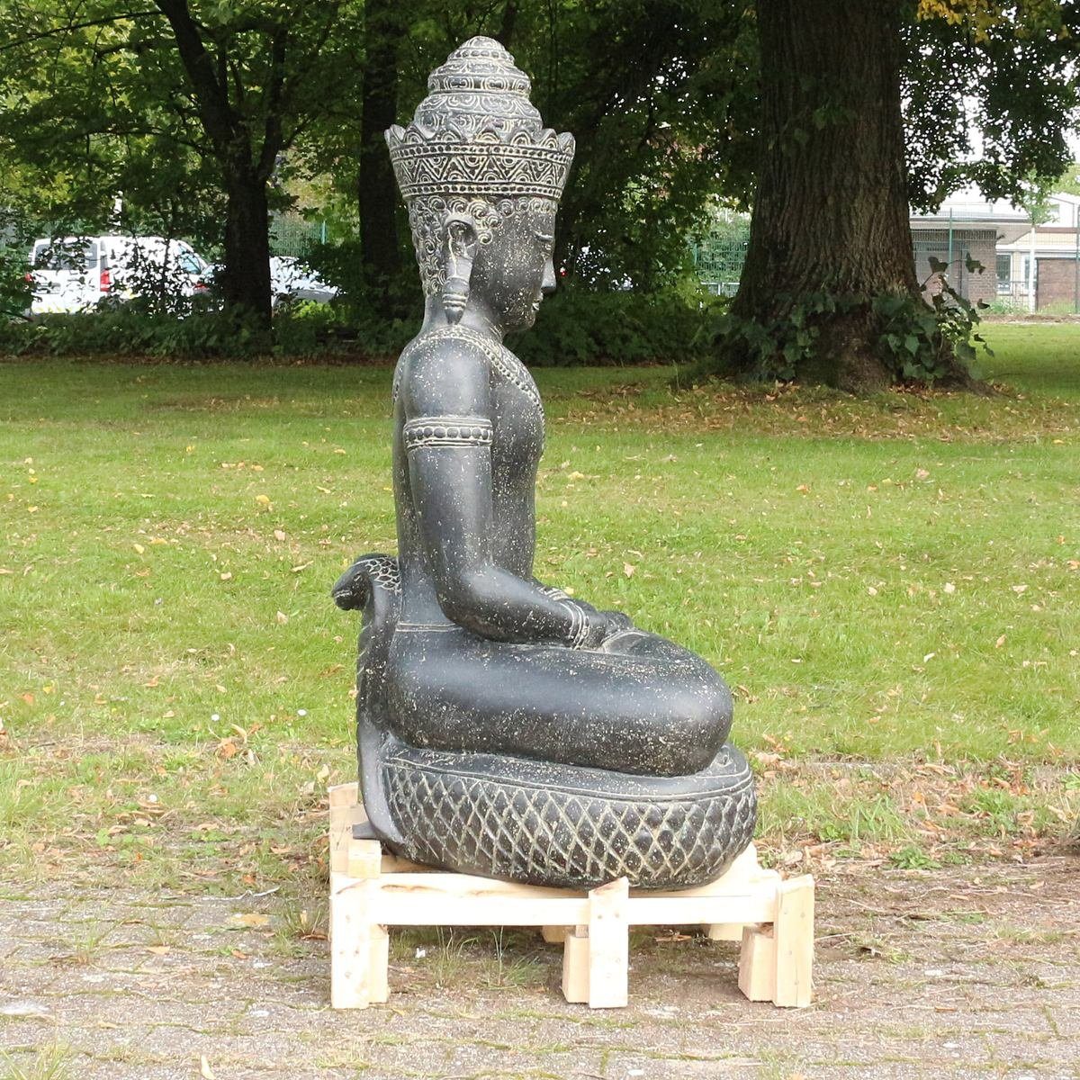 Handarbeit Buddha cm Khmer Steinfigur traditionelle 130 (1 Garten Oriental Herstellung im sitzend Ursprungsland St), Figur Galerie Dekofigur in