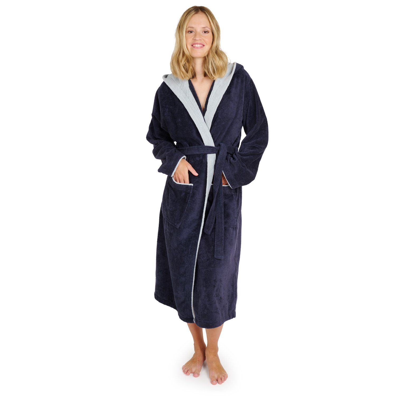 Blumtal Bademantel Damen, mit gefütterter Kapuze, Baumwolle, und samtigen F günstig online kaufen