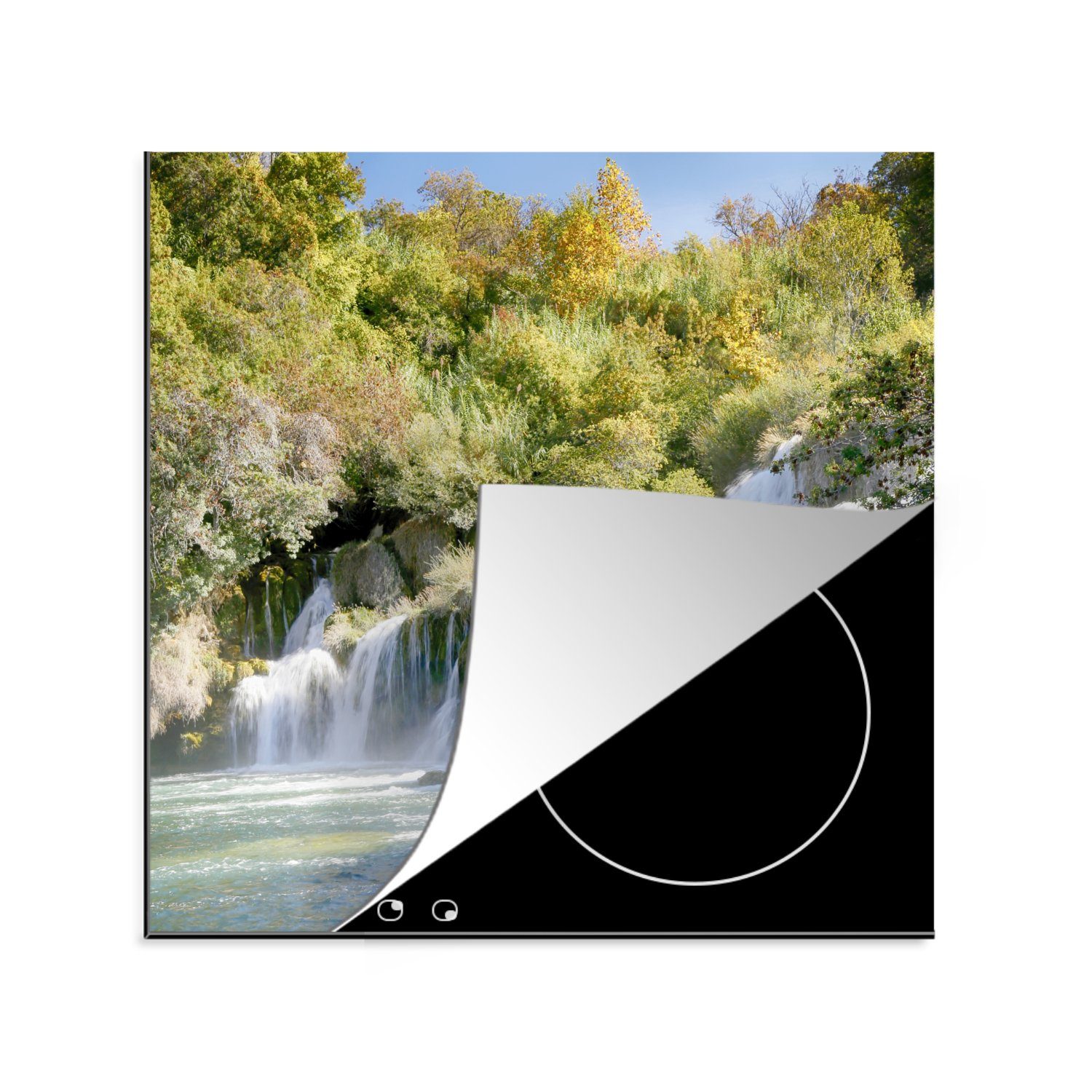 MuchoWow Herdblende-/Abdeckplatte Die Wasserfälle des Flusses Krka im Krka-Nationalpark in Kroatien, Vinyl, (1 tlg), 78x78 cm, Ceranfeldabdeckung, Arbeitsplatte für küche