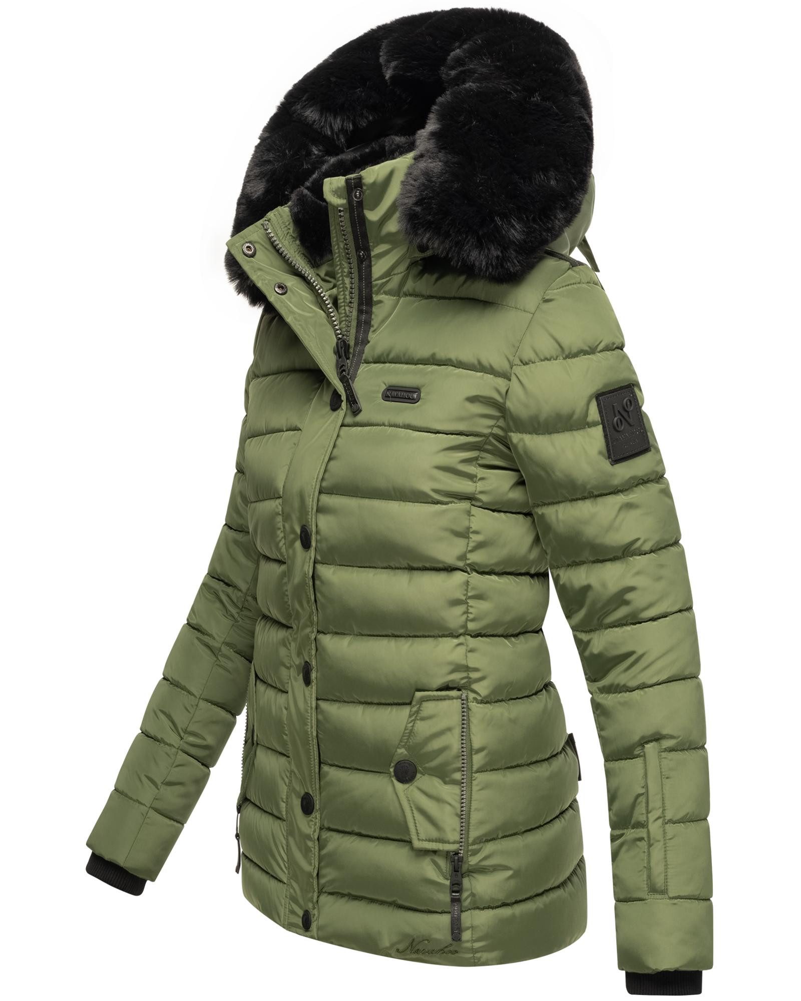 Navahoo Steppjacke Milianaa Edle Winterjacke mit weicher Kunstfell-Kapuze