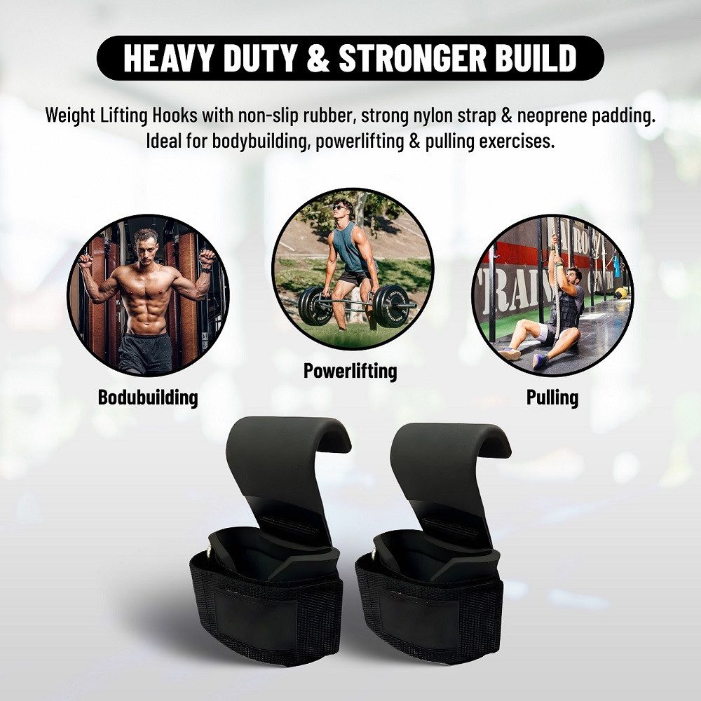 Endless Gewichtsmanschette Gewichtheberhaken 2er Set Griffe aus Metall &Neopren für Dead Lifting, (2 Paar Premium-Workout-Haken), Griffe für Dead Lifting