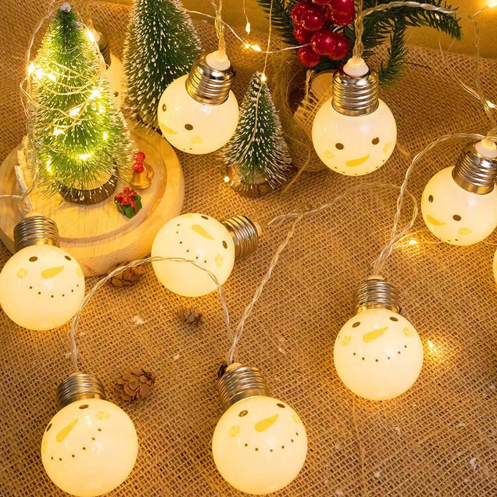 Weihnachtsbaum Zuckerstange/Stern/Schneemann/Weihnachtsmann Deko, Rosnek Weihnachtsmotiv, Schneemann LED-Lichterkette 1.5M, Schlafzimmer für batterie, Glühbirne