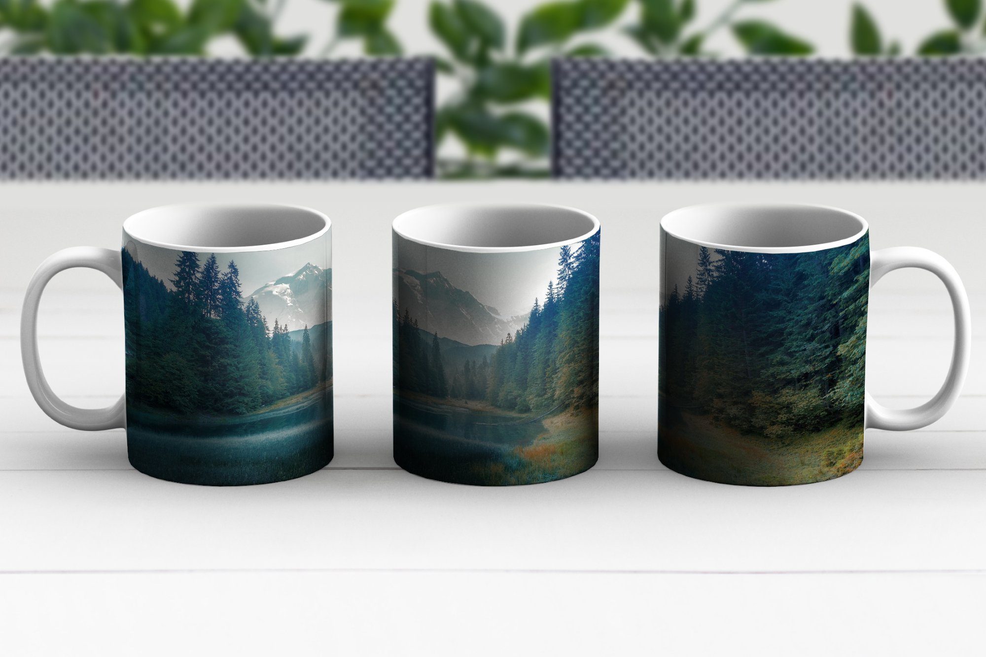 - - Gras Keramik, - MuchoWow Becher, Natur, Geschenk Wald Teetasse, Berge Kaffeetassen, Tasse Bäume Teetasse, -