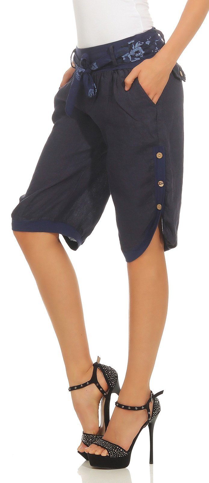 Mississhop Leinenhose Damen-Bermuda-Shorts aus 100 % Leinen – luftig, natür günstig online kaufen
