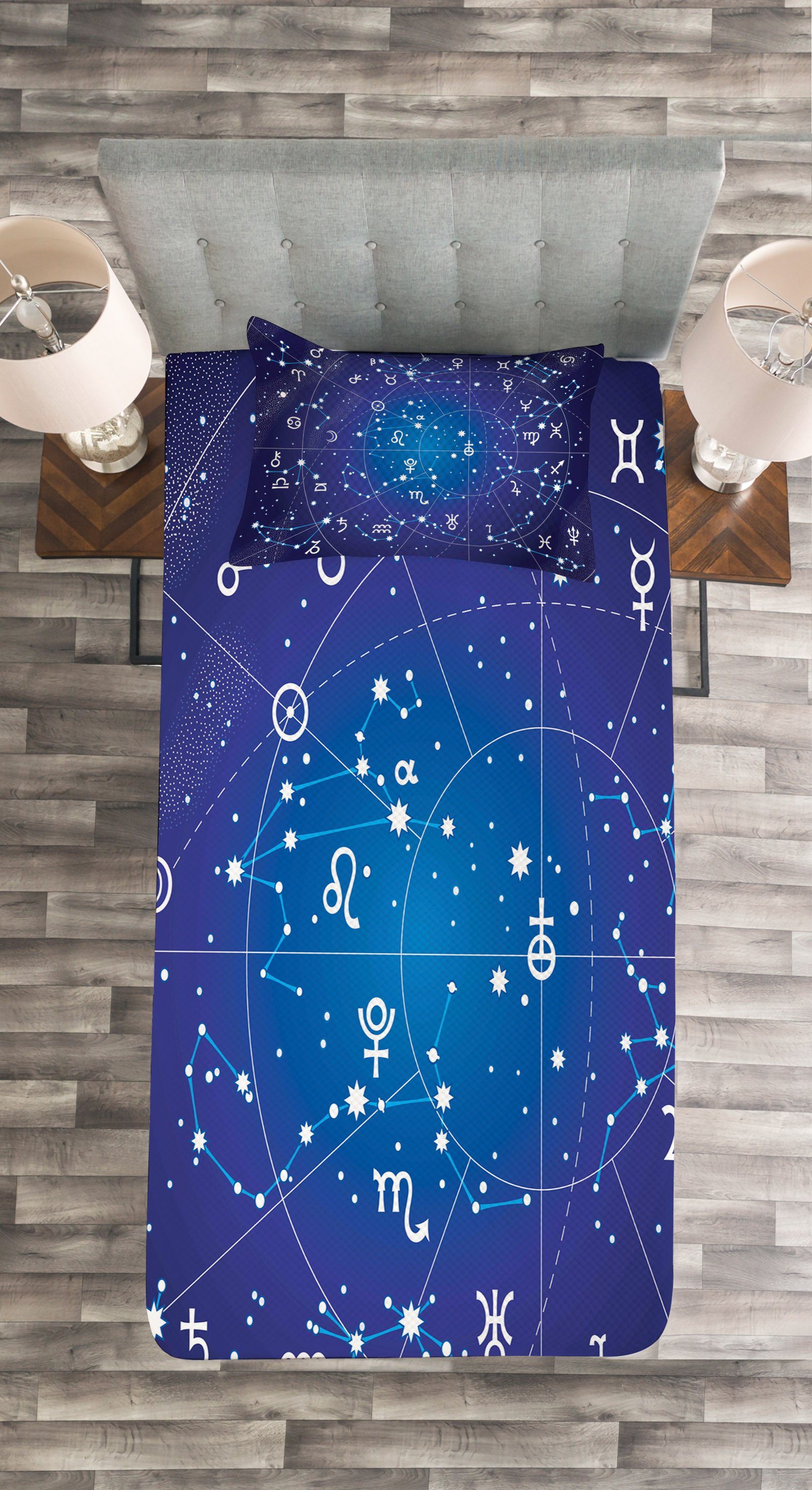 Tagesdecke Abakuhaus, Zodiac Kissenbezügen Astrologie Waschbar, Constellation Set mit