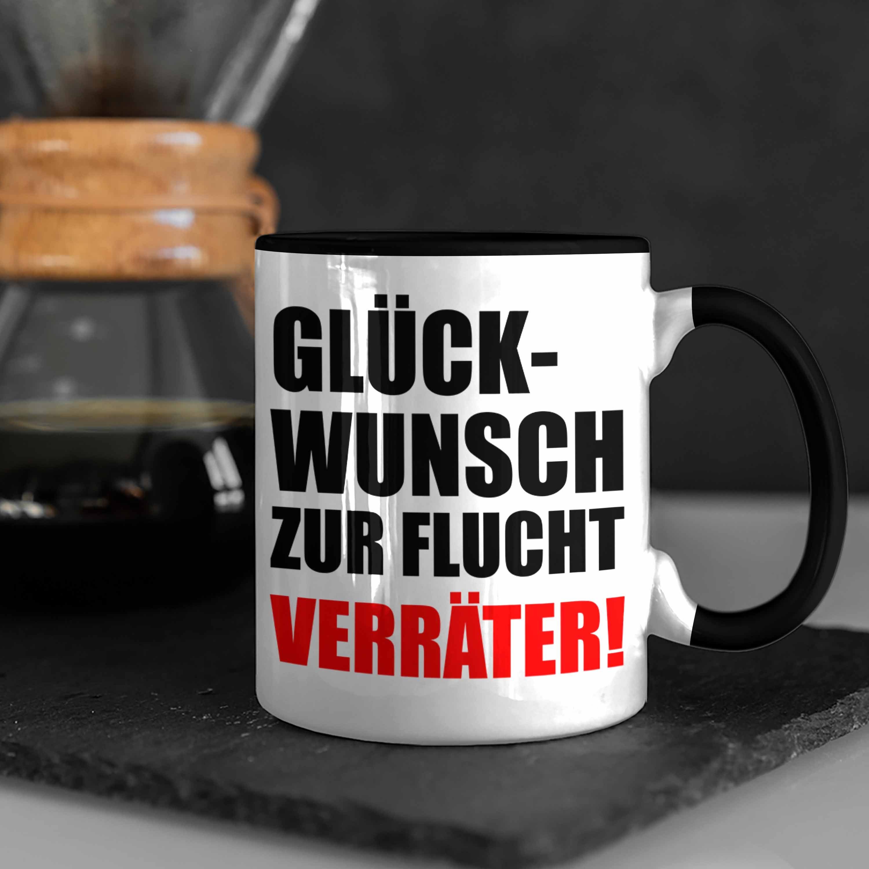 Kaffeetasse Jobwechsel Schwarz Tasse Trendation Abschiedsgeschenk Kollegin Flucht Lustig - Geschenk Trendation Sprüche Glückwunsch Zur Kollege