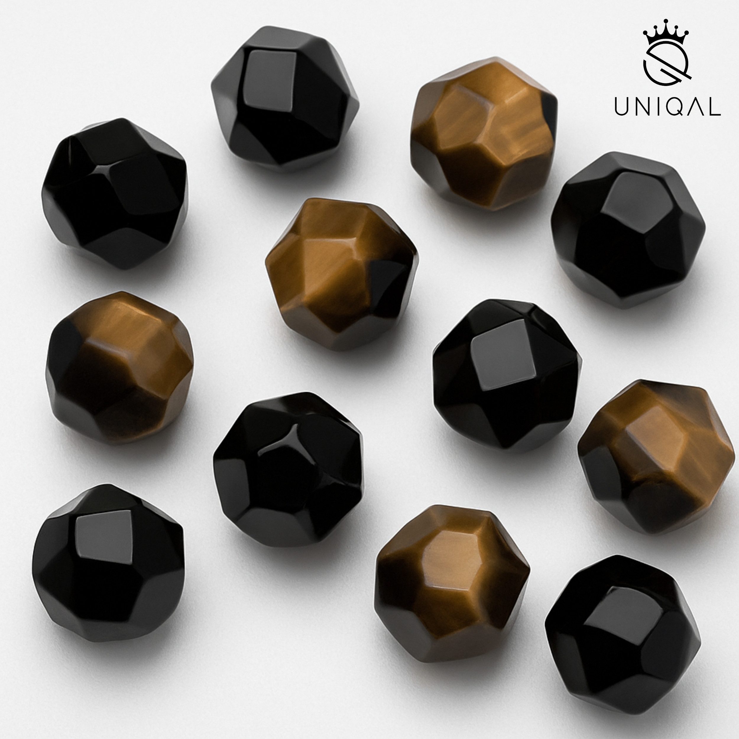 UNIQAL.de Perlenarmband Naturstein Turmalin facettiert (Unisex-Armband mit verstellbarer Makramé-Schließe, Echte Steinperlen, präzise geschliffen, handgefertigt), Verkauf & Versand durch deutschen Händler