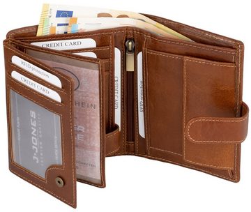 Jennifer Jones Geldbörse RFID echt Leder Portemonnaie Geldbörse Riegelbörsel Herren Hochformat, RFID Schutz