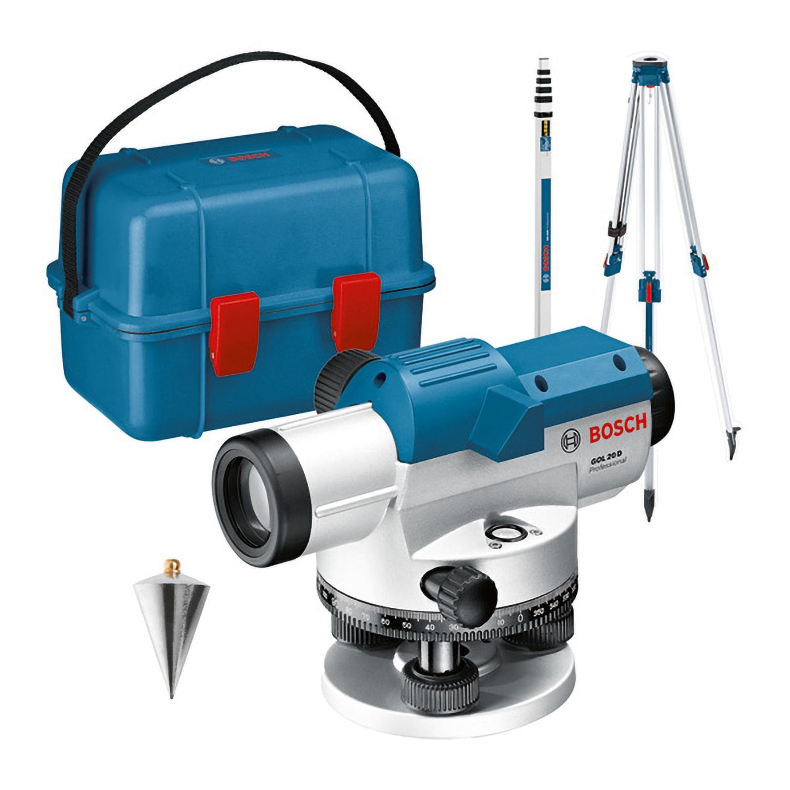 BOSCH Nivelliergerät Bosch Optisches Nivelliergerät GOL 20 D mit Baustativ BT160 Messstab G