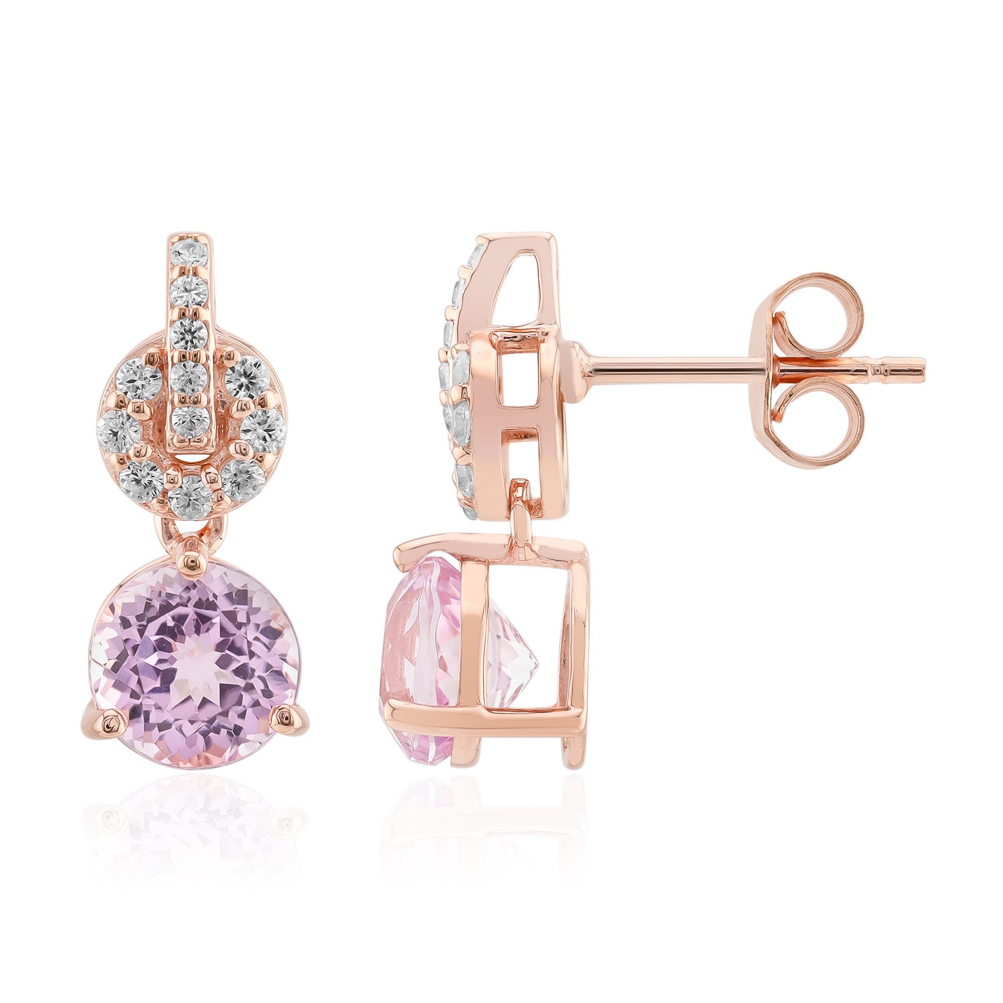 Ohrring-Set Cavill Kunzit Ohrringe 3,60 ct rosévergoldet, Silber, Zirkon, elegant