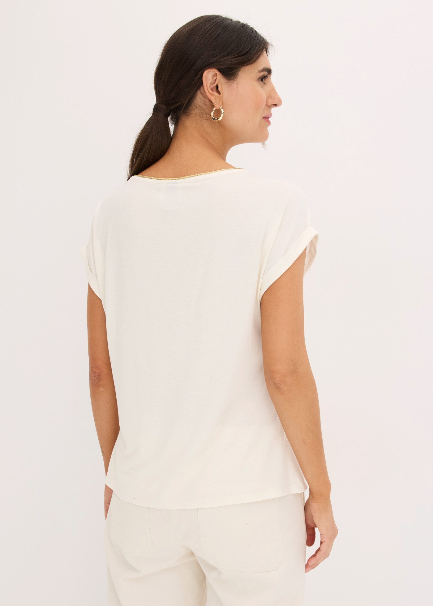 bonprix T-Shirt lockere Passform, mit Satin-Einsatz, ärmellos