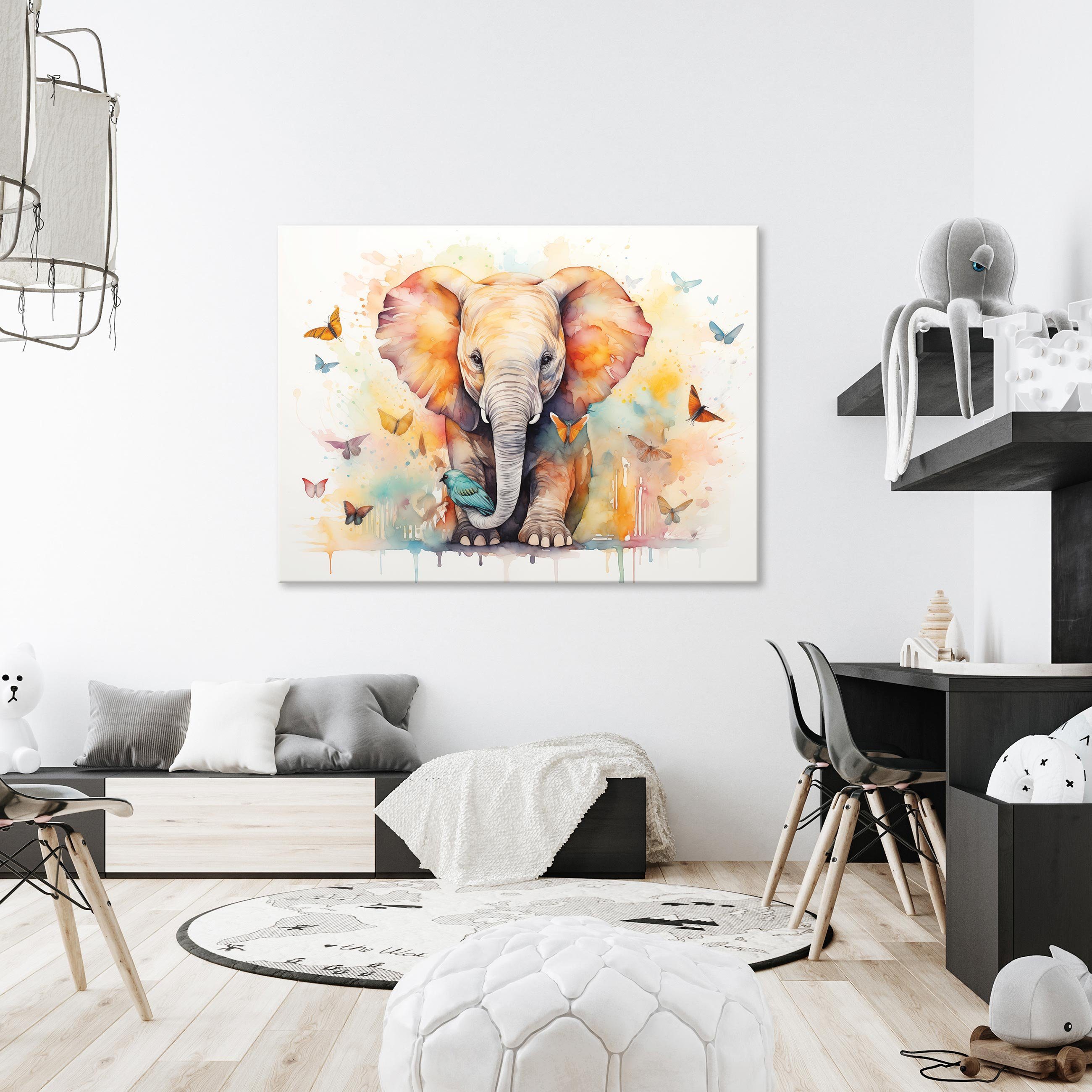 Wallarena Leinwandbild Kinderzimmer Mädchen Elefant Jungen Gemalt Kinder Wa günstig online kaufen