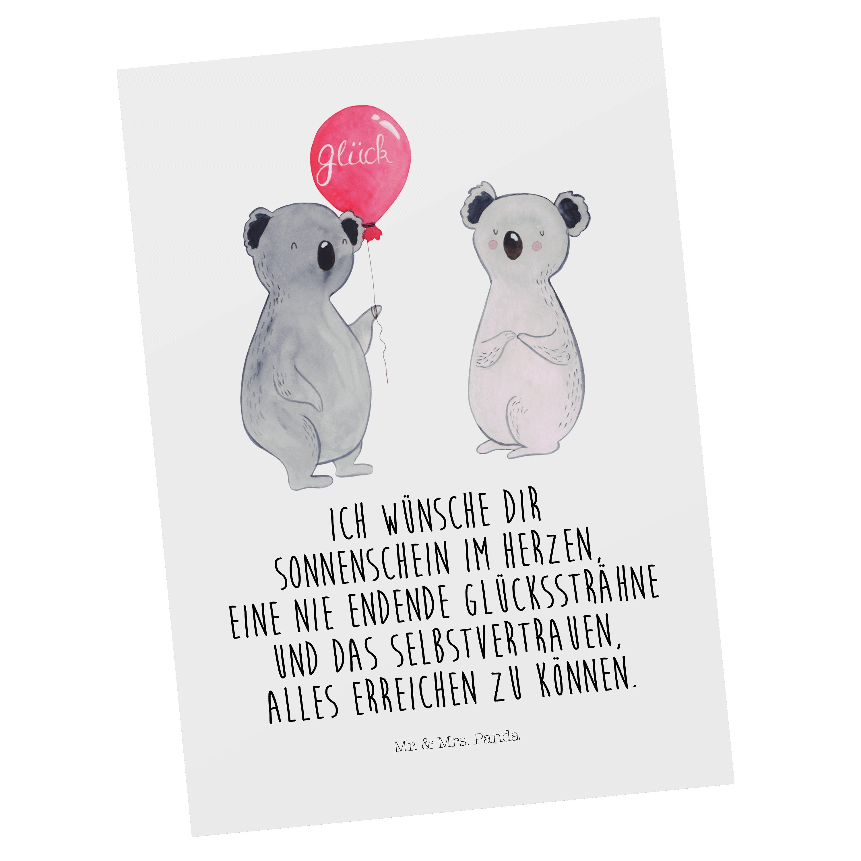 Mr. & Mrs. Panda Postkarte Koala Luftballon, Postkarte, Weiß, kunstkarte, Geschenk, Ansichtskart, Fotokarte Geschenk spruchkarte