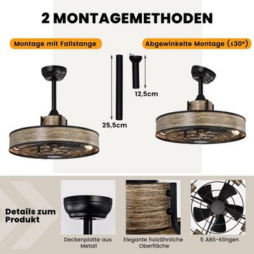 COSTWAY Deckenventilator, mit Fernbedienung, 4H Timer, umkehrbarem Motor