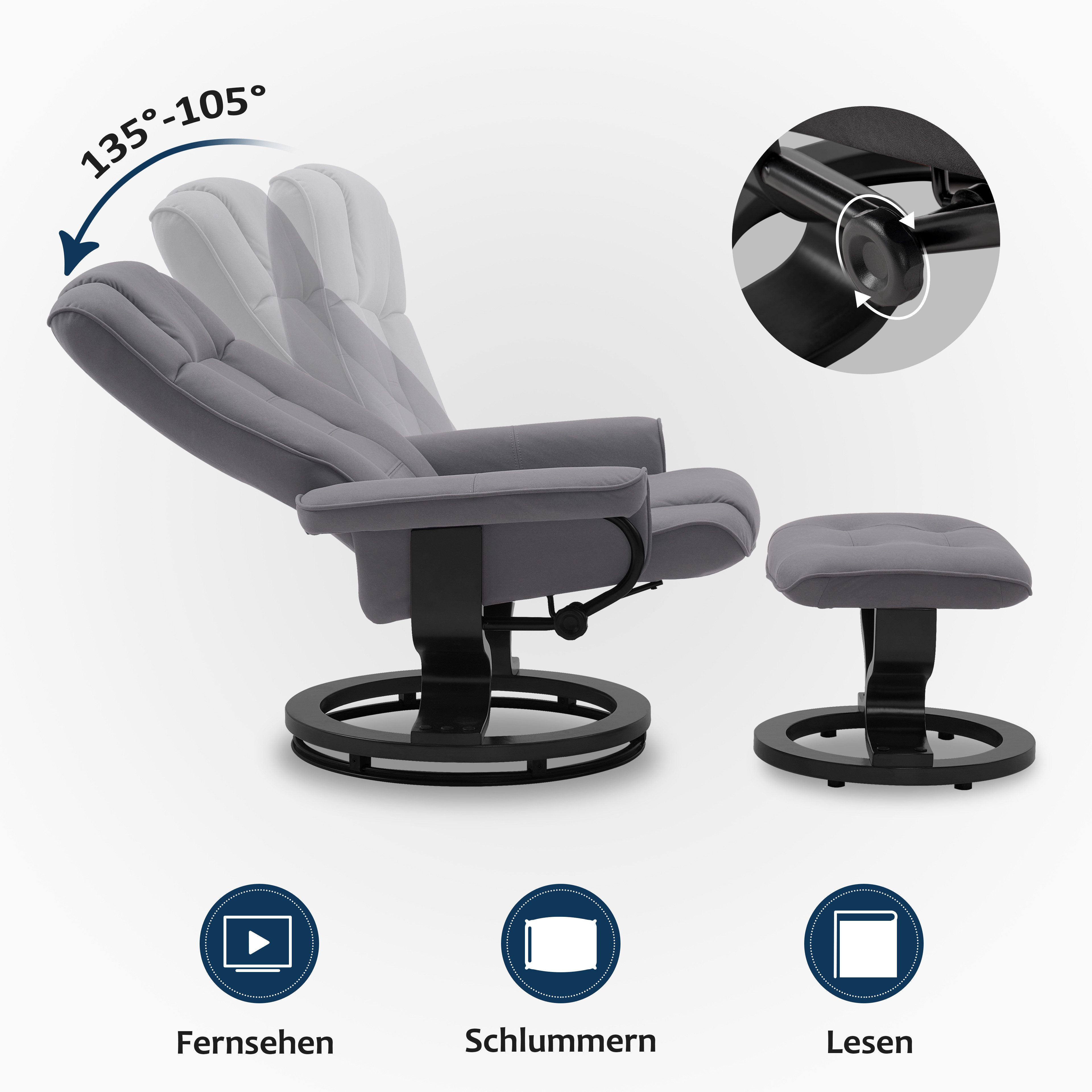 MCombo TV-Sessel M MCombo Relaxsessel mit Hocker Fernsehsessel 9019 (M MCombo Relaxsessel mit Hocker), mit Relaxfunktion – Bild 4 von 5