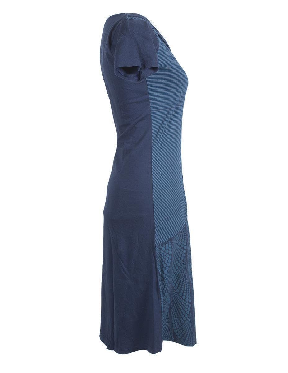 Vishes Tunikakleid Kurzarm Lagenlook Kleid Streifen Punkte Muster Boho, Elfen, Goa, Hippie Style