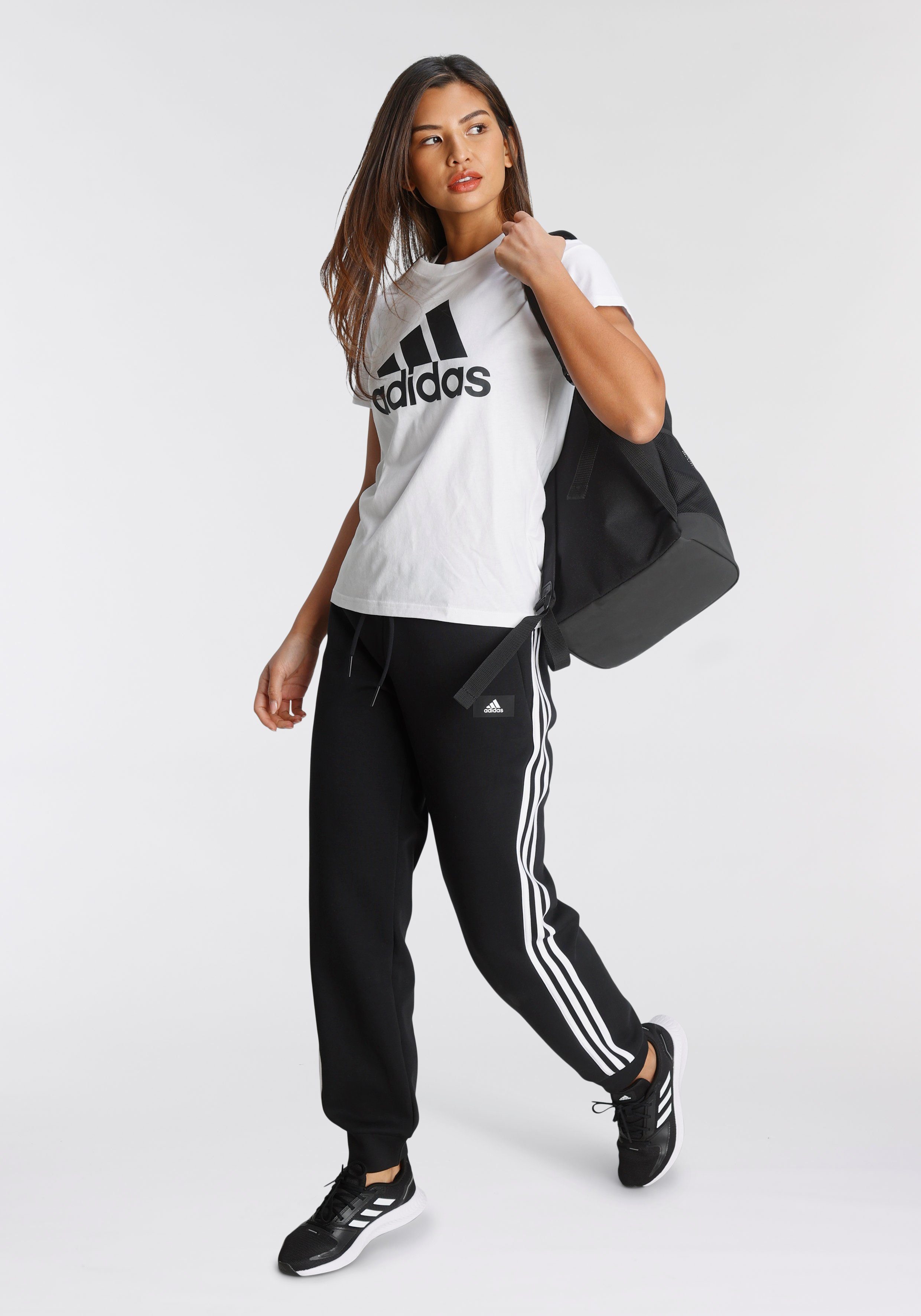 Sportswear ESSENTIALS LOUNGEWEAR adidas Black T-Shirt LOGO White /