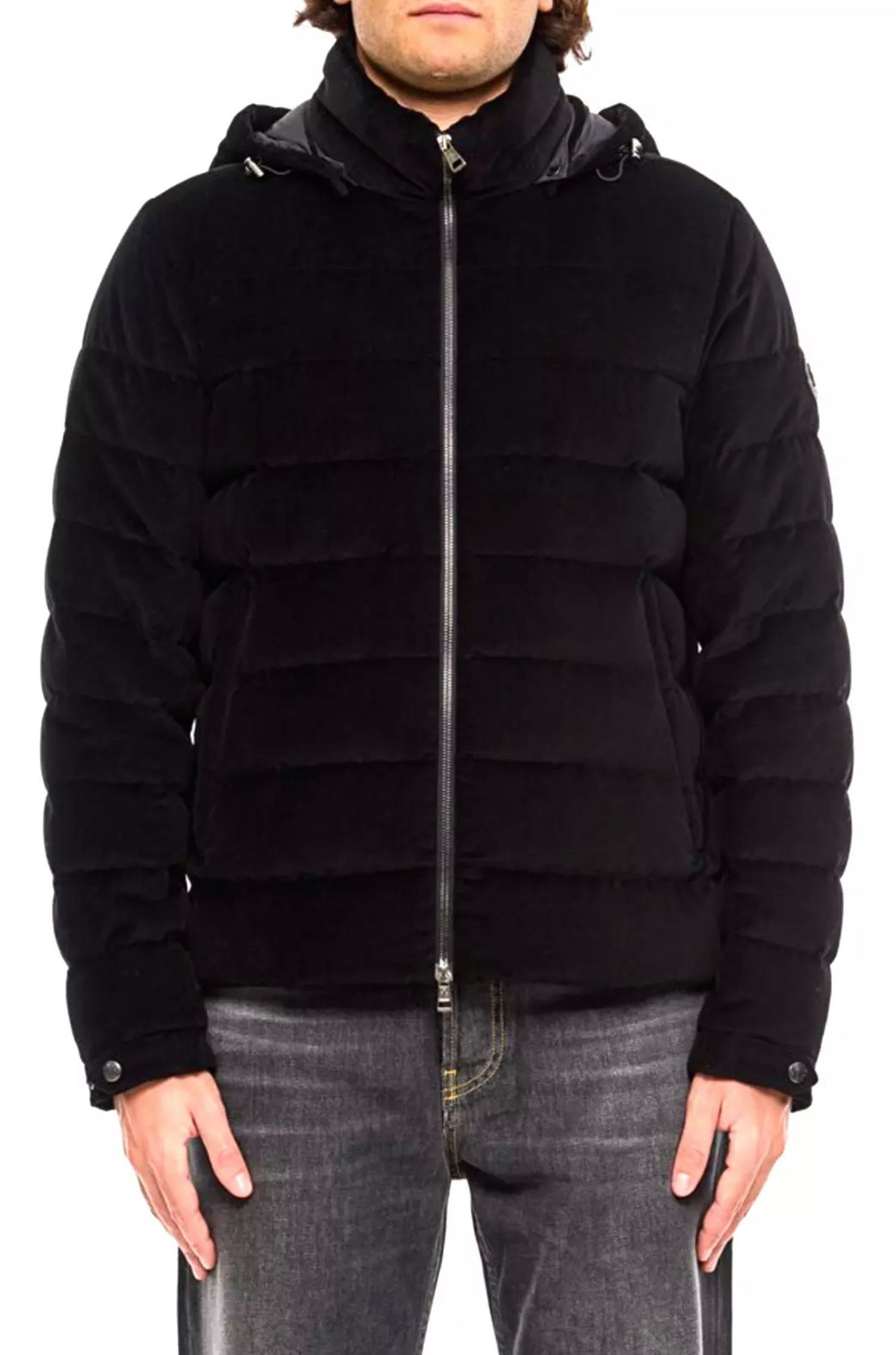 MONCLER Daunenjacke Jacke Bomber mit Abnehmbare Kapuze Zwei-Wege-Reißverschluss, Verstellbare Ärmelbündchen, Logoaufnäher