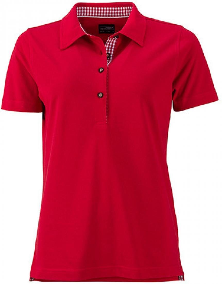 James & Nicholson Poloshirt Damen Traditional Polo / Trachtenknöpfe aus Horn-Imitat