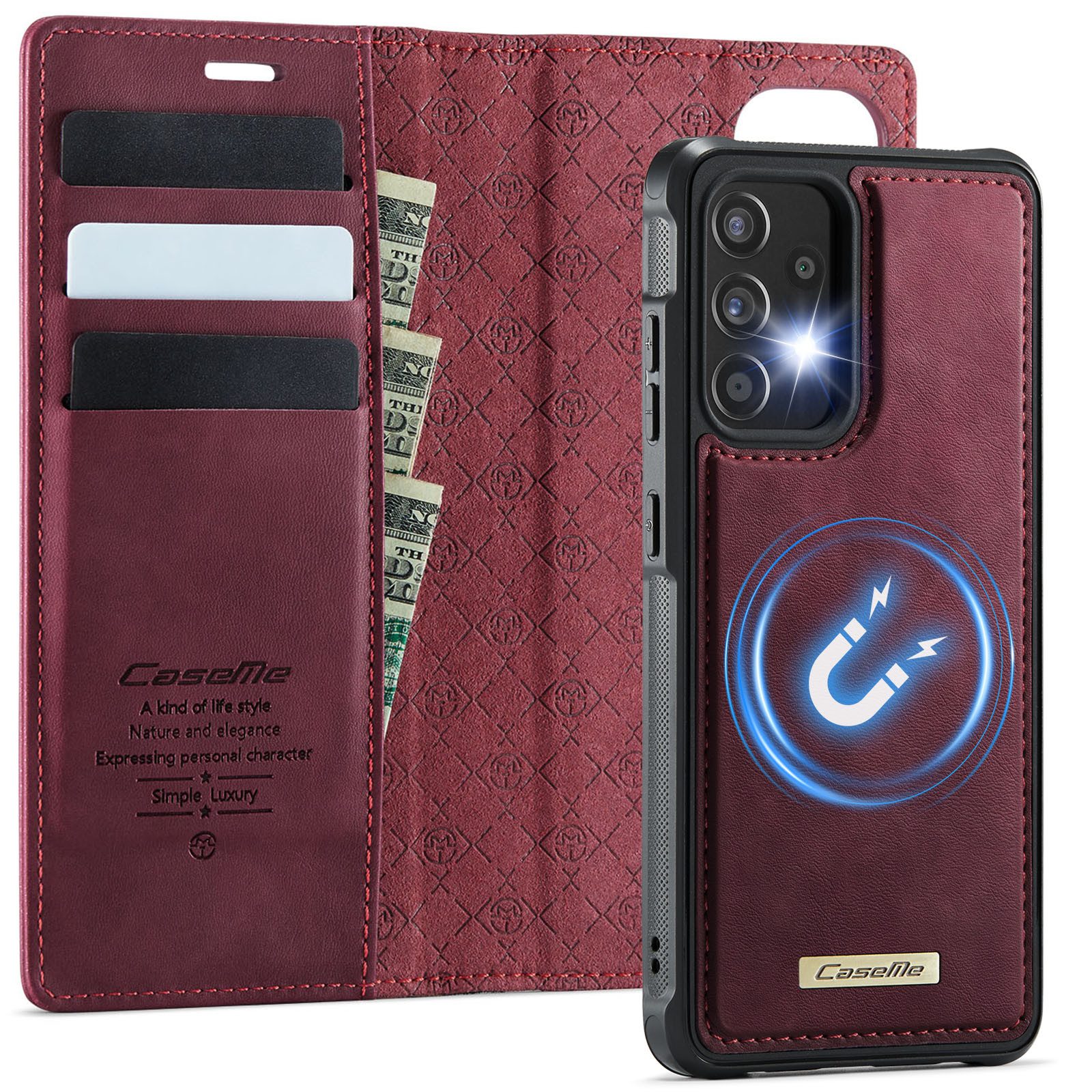 Mycotech Handyhülle Premium 2in1 Klapphülle für Samsung mit abnehmbarem Case Retro Tasche