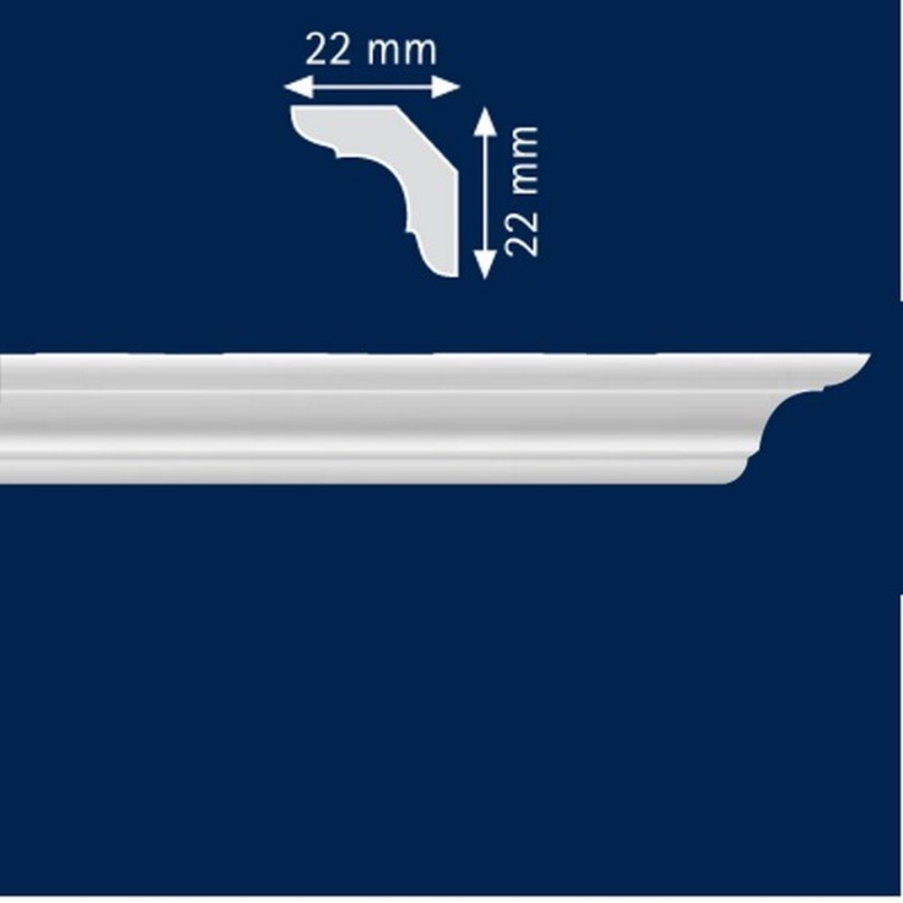 PROVISTON Stuckleiste Polystyrol, 22 x 22 x 2000 mm, Weiß, Deckenleiste, Polystyrol
