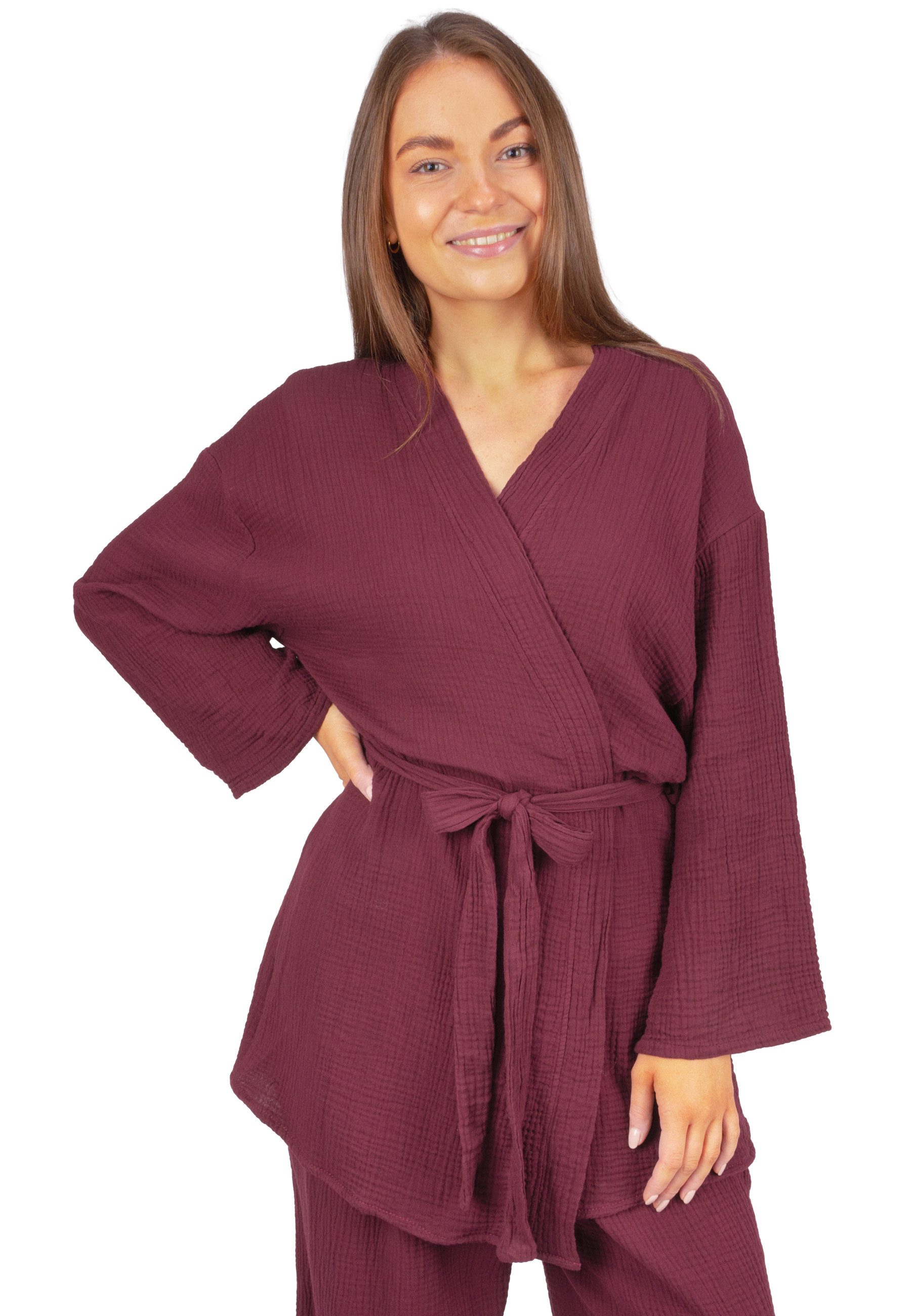 Seasons of April Blusenkimono KEHLANI MUSSELIN KIMONO (1-tlg) Damen Kimono Musselin mit Bindegürtel aus 100% Baumwolle