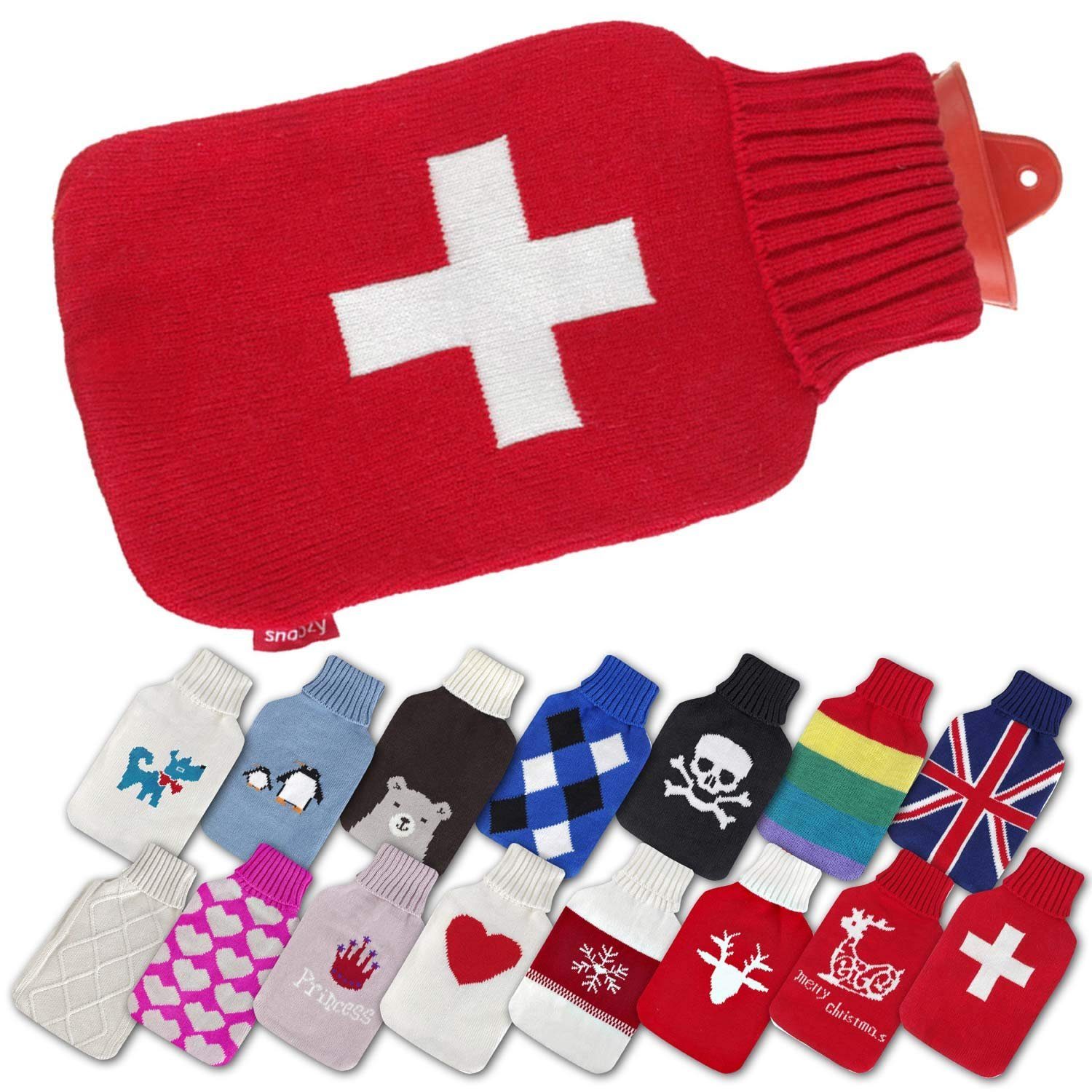 Goods+Gadgets Wärmflasche Wärmflasche 2L – Bettflasche aus Naturkautschuk mit Abnehmbar Bezug, (2 Liter Bettflasche, aus Naturkautschuk), mit abnehmbaren Bezug