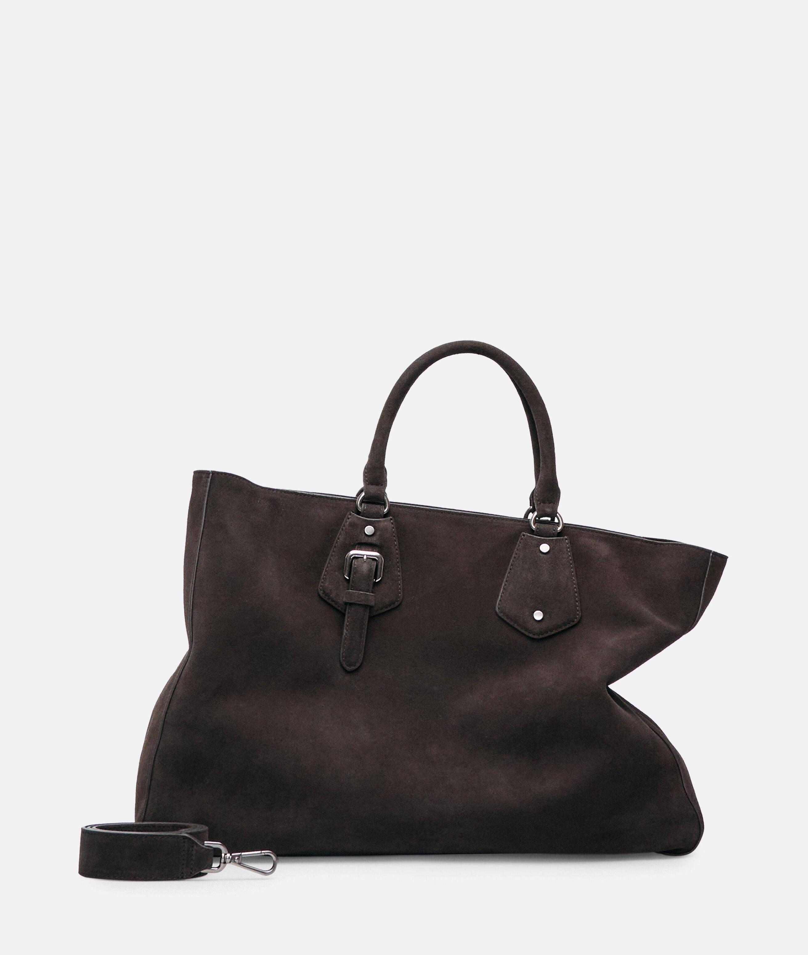 Liebeskind Berlin Schultertasche Cora Satchel L, Große Tasche aus weichem Veloursleder