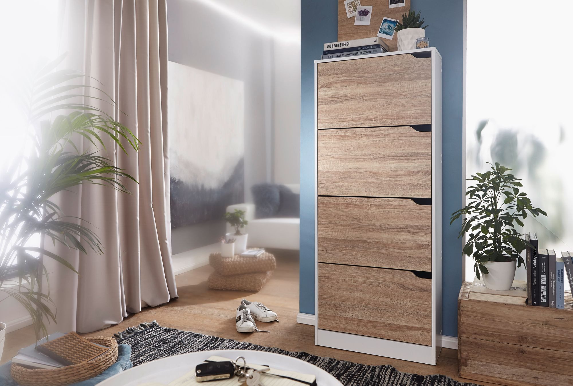 Wohnling Schuhkipper WL5.036 (Schuhschrank mit 4 Fächern, Schuhkommode 150 günstig online kaufen