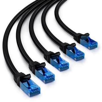 deleyCON deleyCON 5x 0,5m CAT6 Patchkabel Netzwerkkabel Gigabit LAN U/UTP RJ45 LAN-Kabel