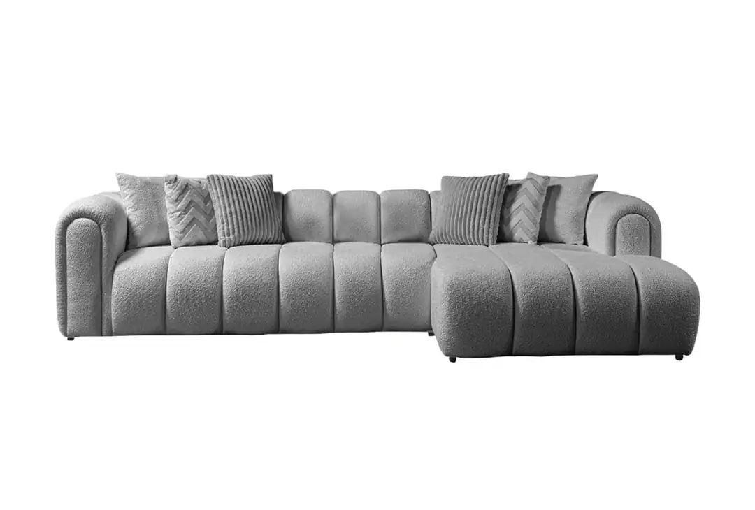 Skye Decor Ecksofa, L Form Bohem Sofa Bouclé Optik mit 7 Kissen – modernes Design