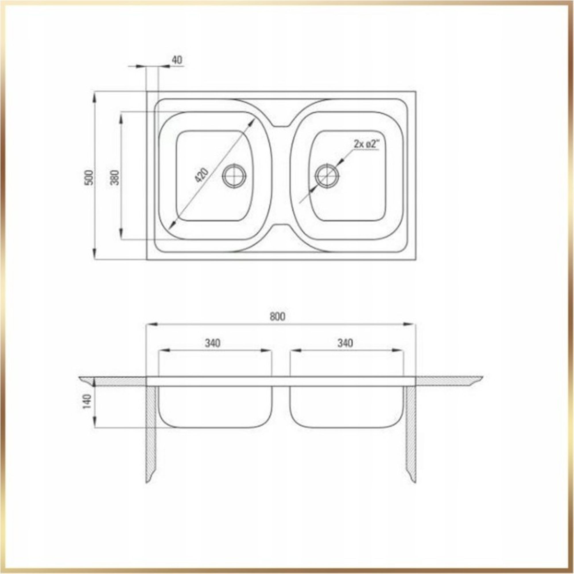 STAMAR Spülenschrank Küchenschrank 80cm Weiß Spüle 2 Becken Edelstahl Siphon XXL Set Standschrank 46cm Tiefe Geschirrspüler Ohne Armatur Montagefertig – Bild 5 von 5