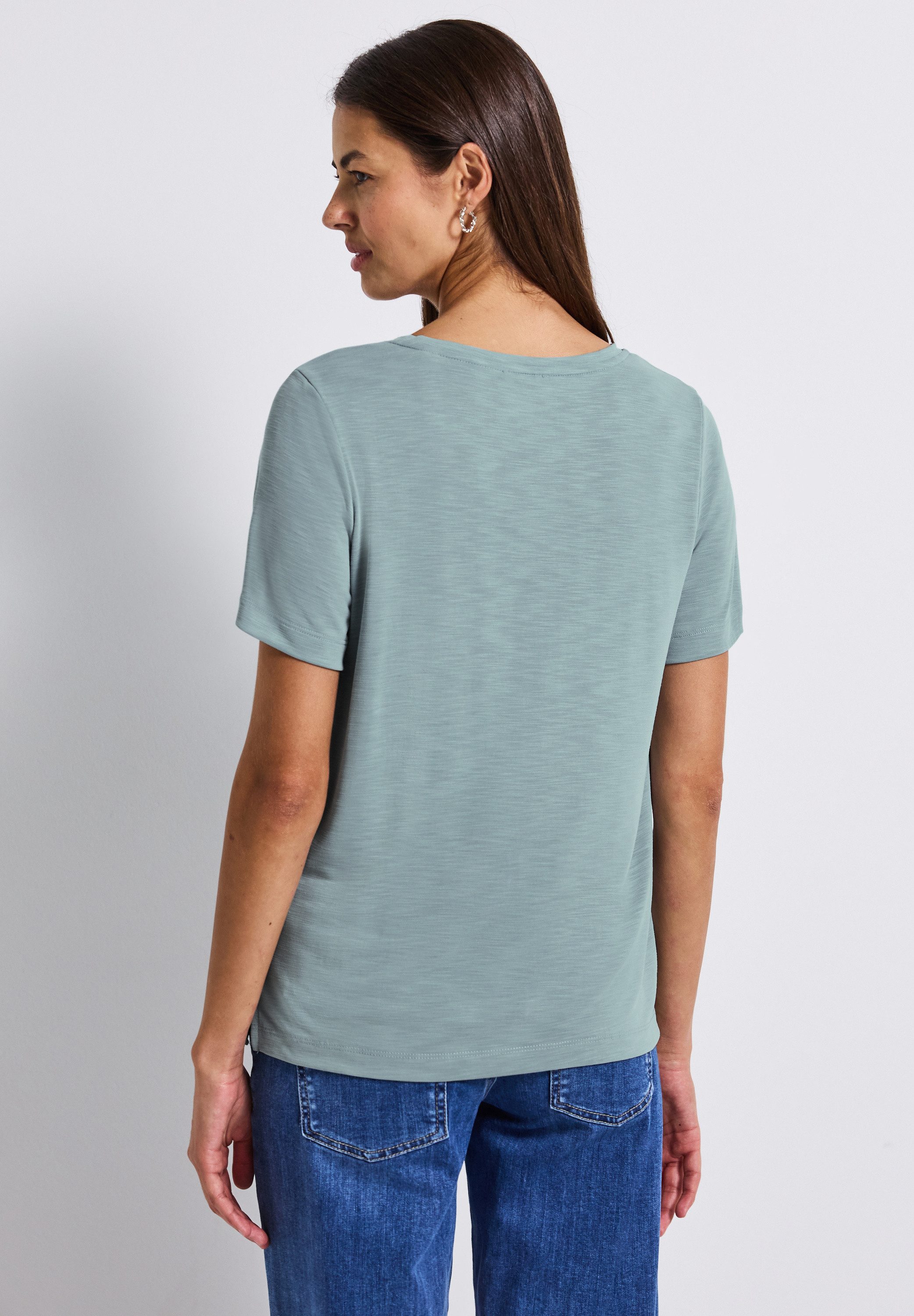 STREET ONE T-Shirt mit Wording und Schmucksteinen günstig online kaufen