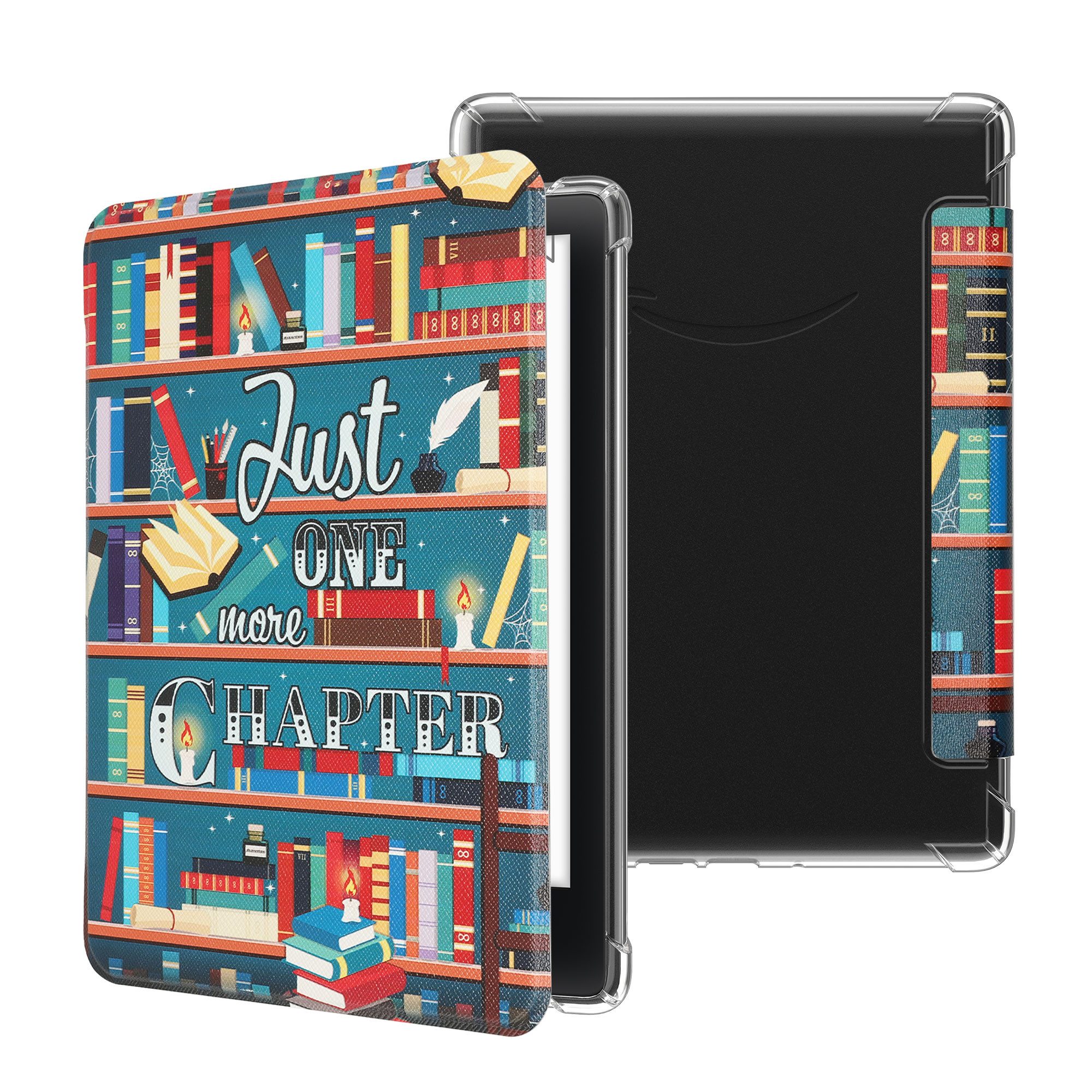 kwmobile E-Reader-Hülle E-Reader Schutzhülle für Amazon Kindle Paperwhite (2024)/Colorsoft, Kunstleder Hülle Case für e-Reader - Bibliothek Motto Design