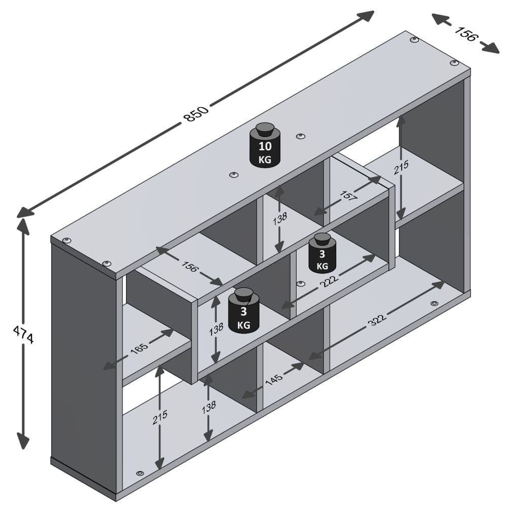 Fächern Regal 8 Wandregal Rechteckig 1-tlg. Weiß, mit FMD