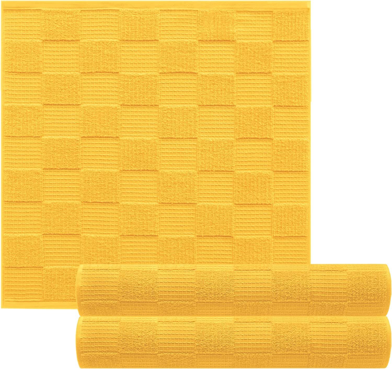 Lashuma Geschirrtuch Lissabon, (Set, 3-tlg), Abtrockentücher 50x50 cm aus Baumwolle gelb