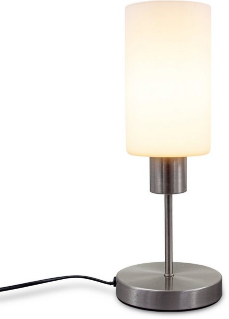 B.K.Licht Tischleuchte, Tischlampe E27 mit Kabelschalter 3-stufig dimmbar über Touchdimmer Glaslampe ohne Leuchtmittel max. 25W-Otto