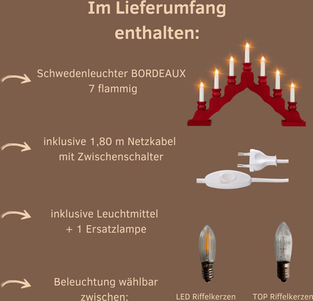 Weigla Lichterbogen Schwede, Weihnachtsdeko, Made in Germany (1-tlg), 7-flammig