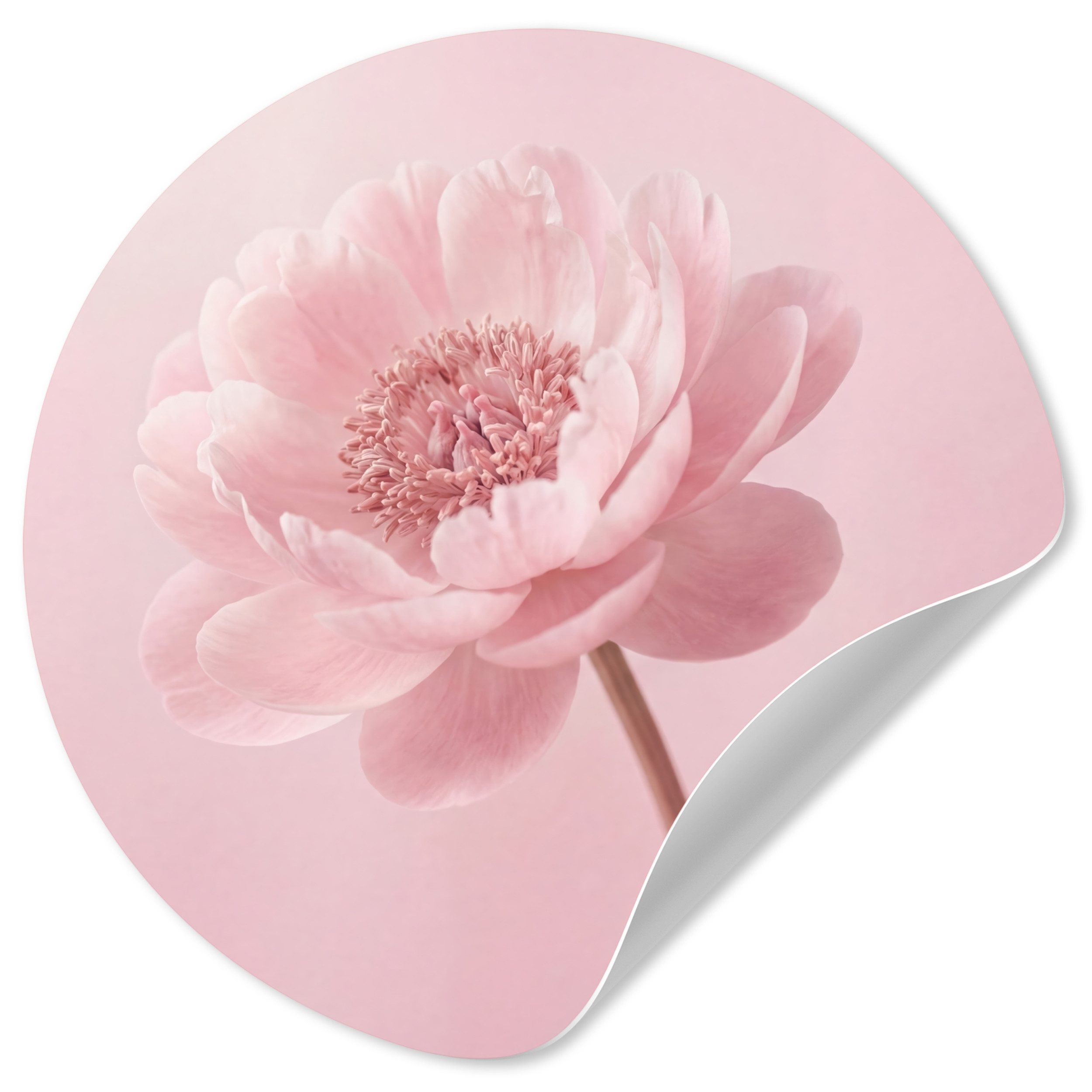 MuchoWow Wandsticker Blume - Pfingstrose - Rosa (1 St), Wandtattoo Selbstklebend, Wohnzimmer Deko Aufkleber, 30x30 cm