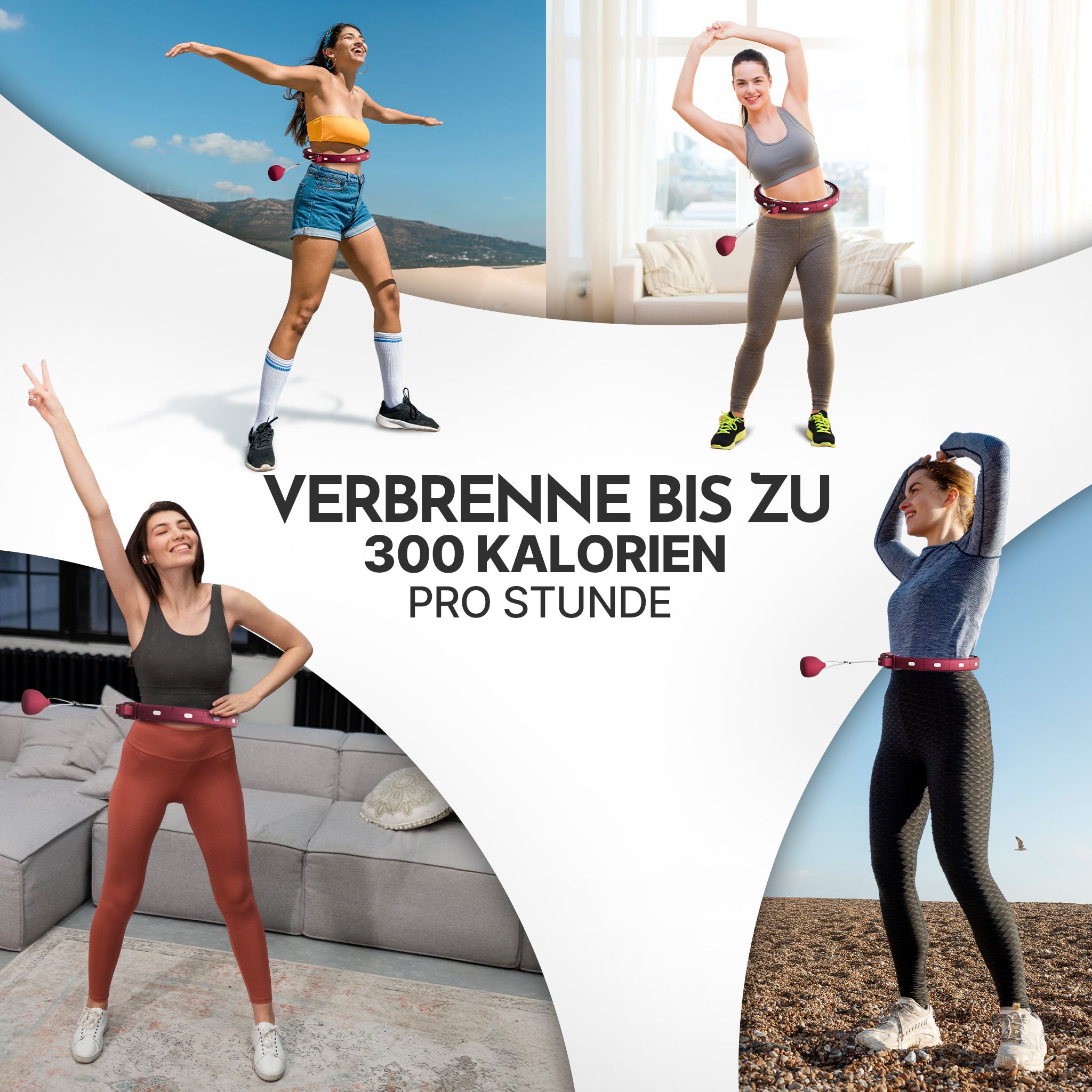 NEOLYMP Hula-Hoop-Reifen Hula Hoop Reifen Erwachsene – Fitness Ring leise verstellbar 29–40 cm (Smarter Hula Hoop Reifen verstellbar 29–40 cm Klick-System, Home Gym), Gymnastikreifen mit Tracking für Zeit, Umdrehungen und Kalorien
