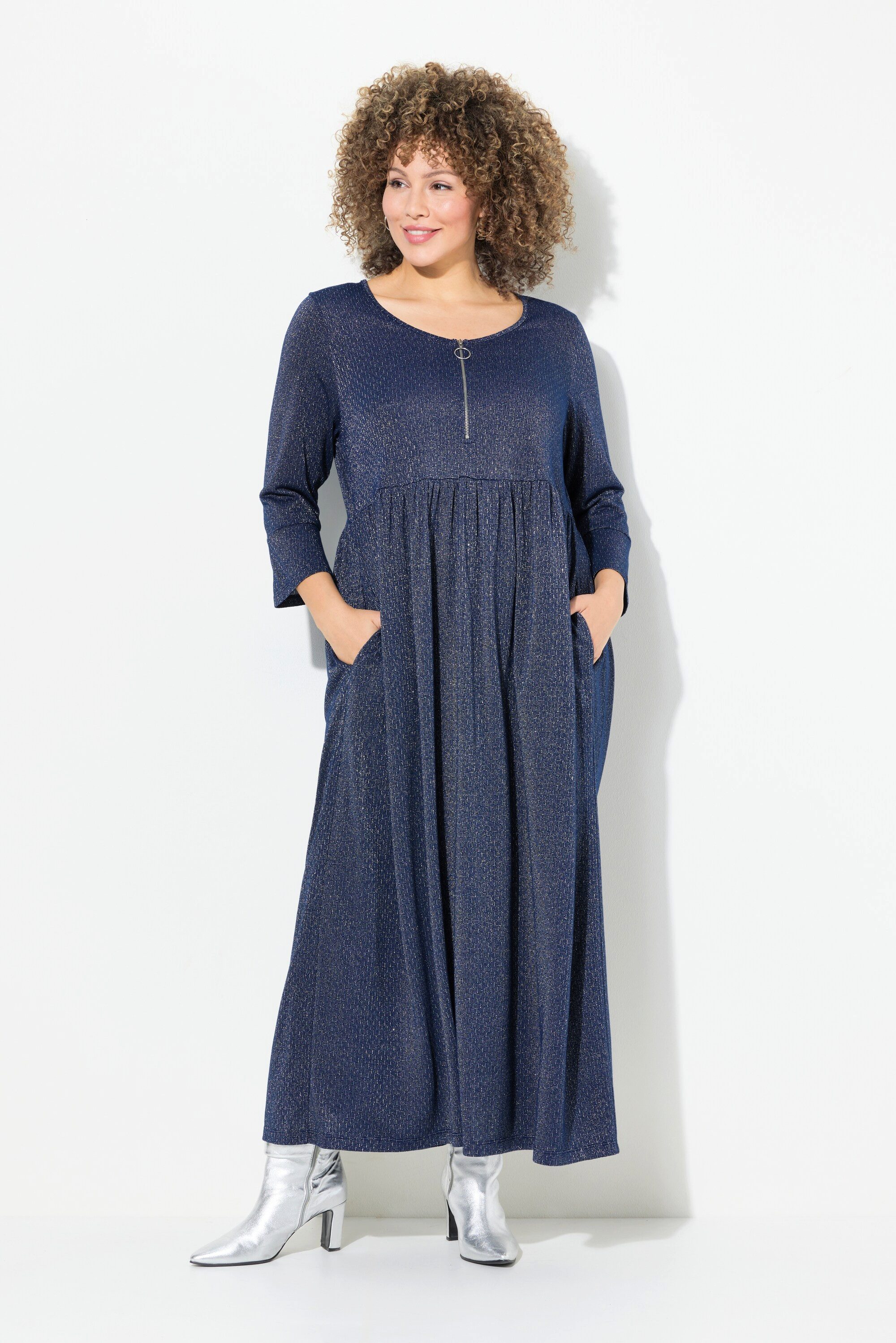 Ulla Popken Jerseykleid Jersey-Midikleid Glitter A-Linie günstig online kaufen