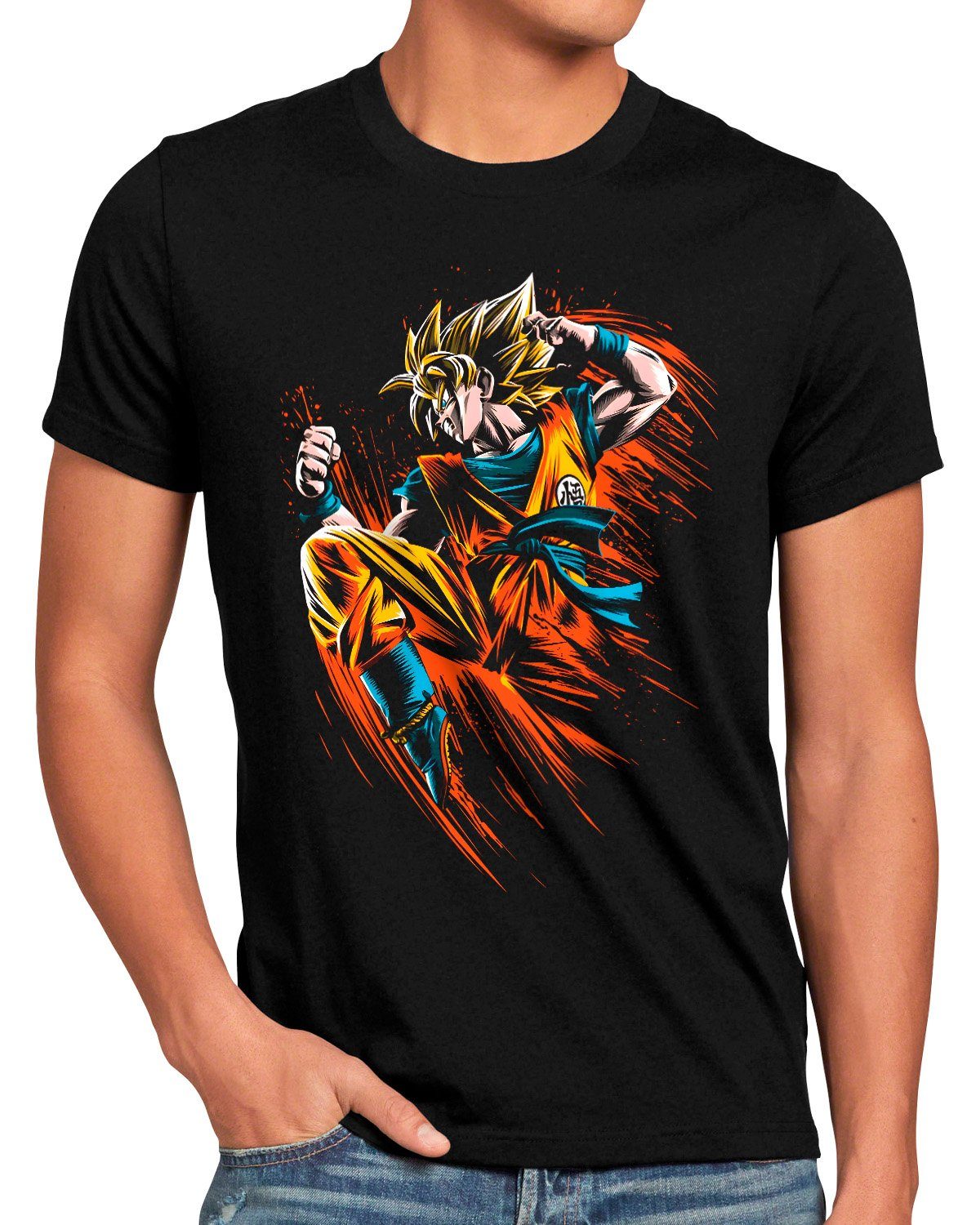 style3 Print-Shirt Herren T-Shirt Super Sayajin Attack super dragonball z gt songoku breakers the kakarot