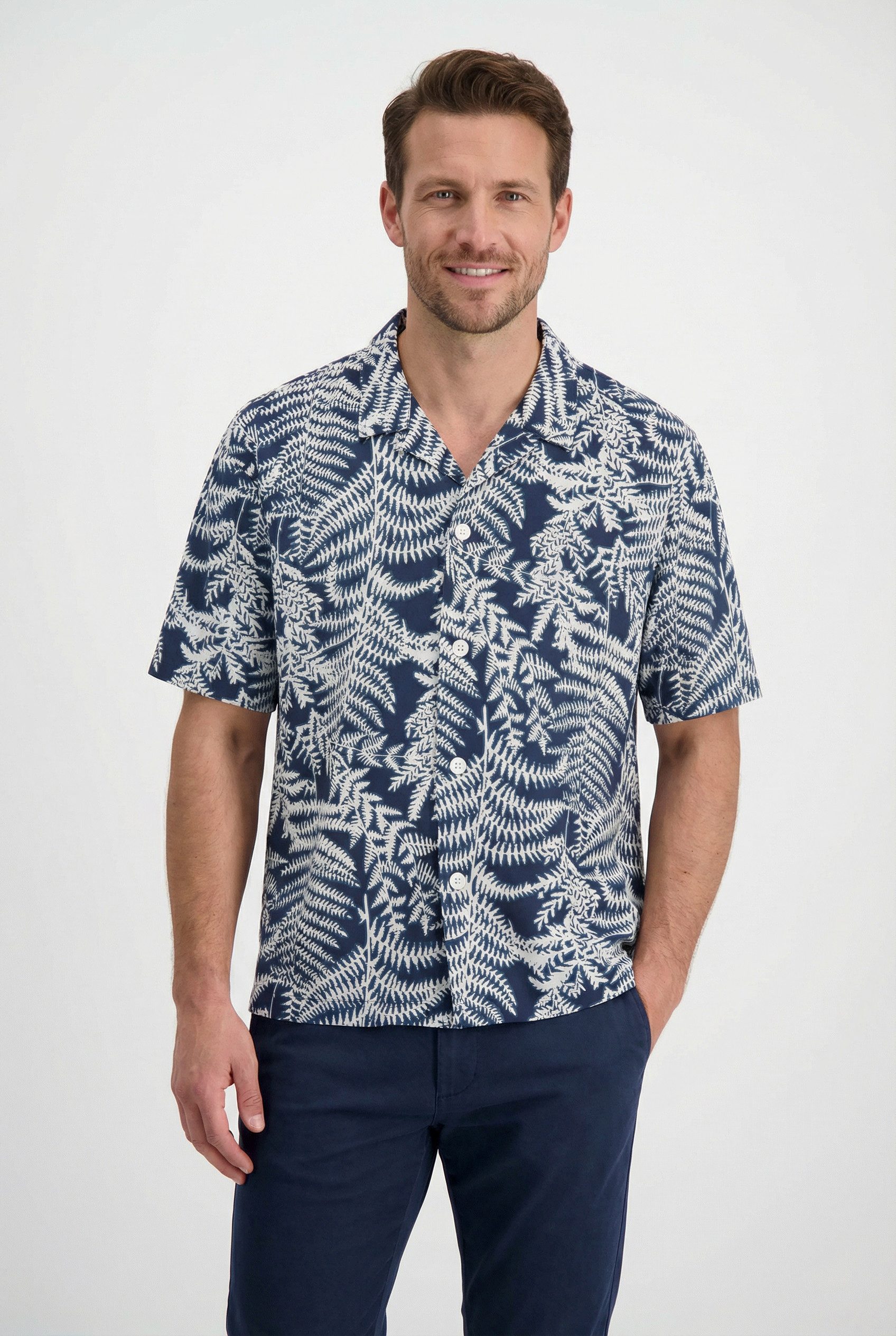 HUGO Kurzarmhemd relaxed fit, gemustert, mit Blumen-Print