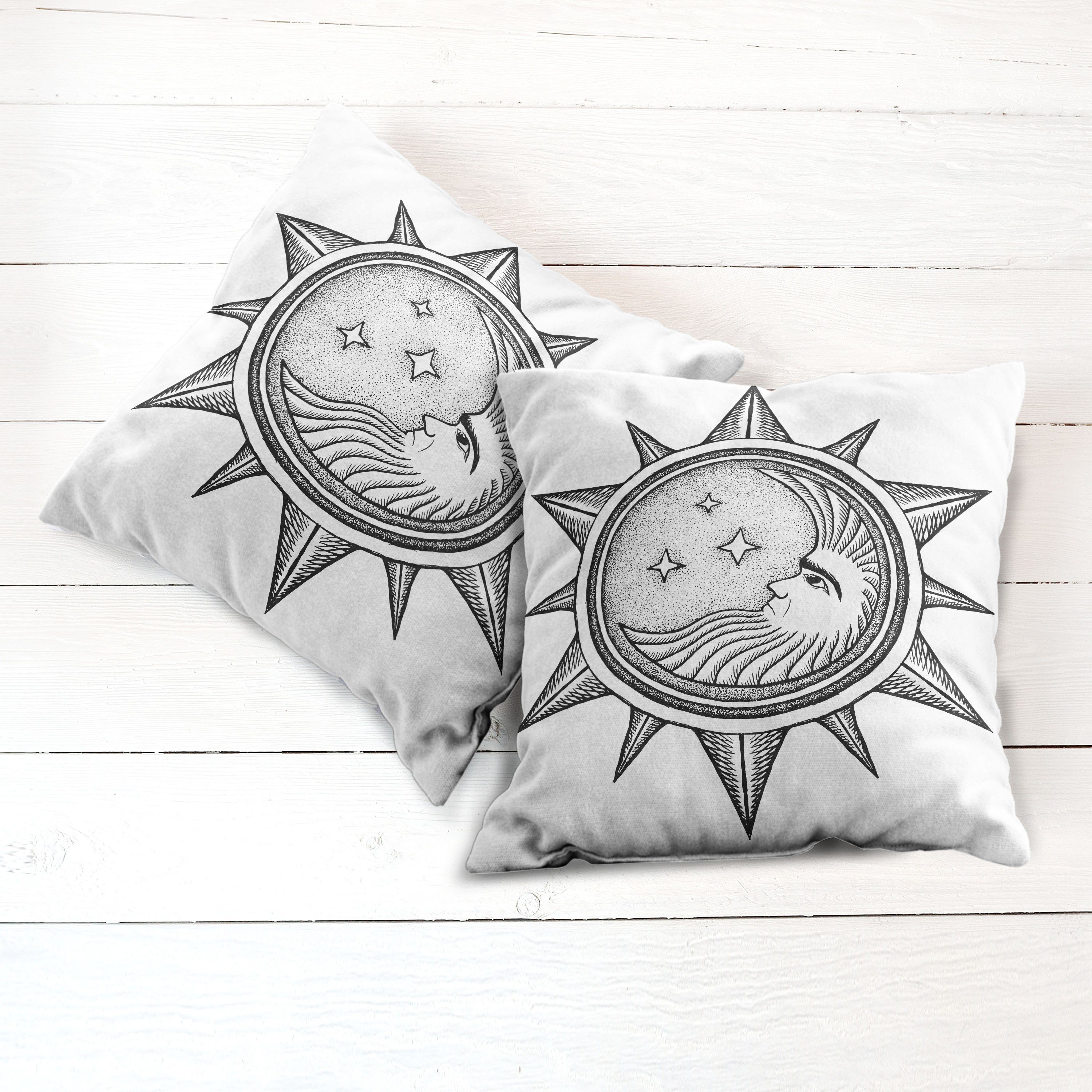 Kissenbezüge Modern Accent Doppelseitiger Digitaldruck, Sternen in mit artsy Abakuhaus Sun (2 Stück), Mond