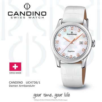 Candino Quarzuhr Candino Damenuhr Classic, Damen Armbanduhr rund, Edelstahlarmband weiß