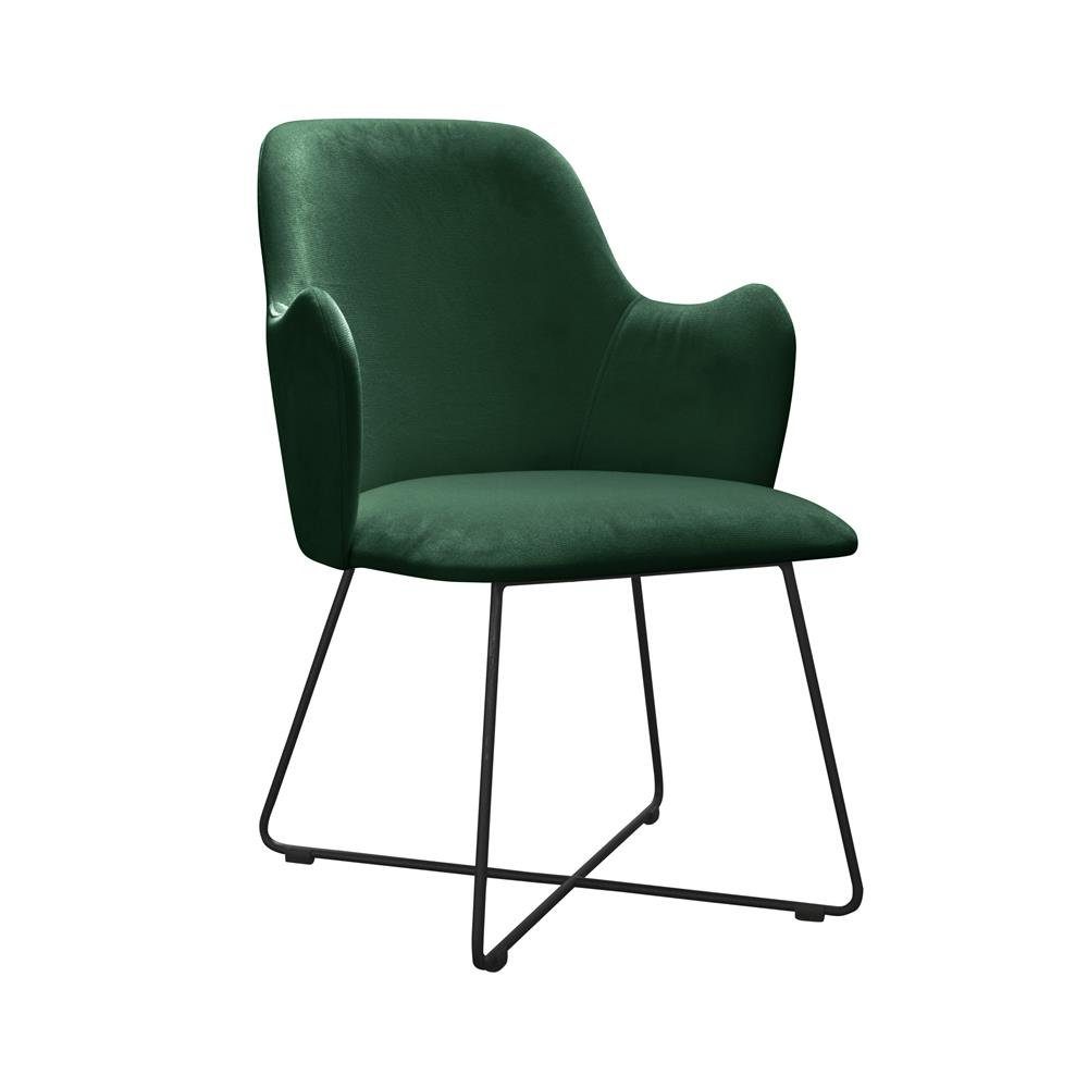 JVmoebel Stuhl, Design Stühle Stuhl Sitz Praxis Ess Zimmer Textil Stoff Polster Warte Kanzlei Grün