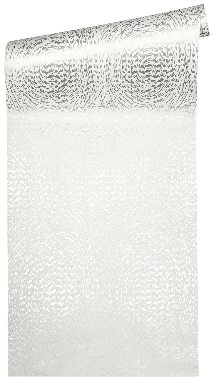 Architects Paper Alpha, Vliestapete mit matt, Tapeten gemustert, Punkten glänzend, glatt, silberfarben/weiß Geometrisch Tapete