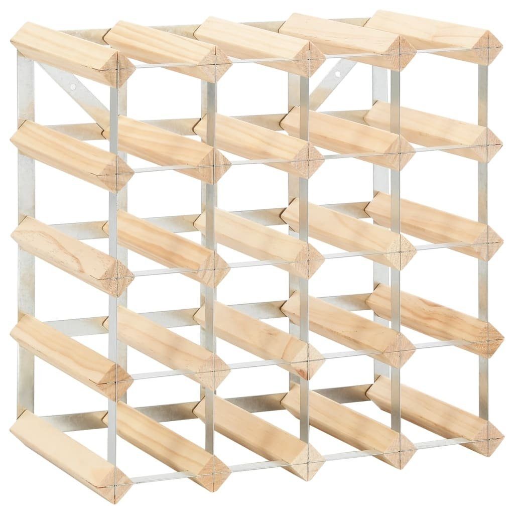 vidaXL Weinregal aus Stahl, Massivholz in Kiefer (hell), L/B/H: 41x22x41 cm