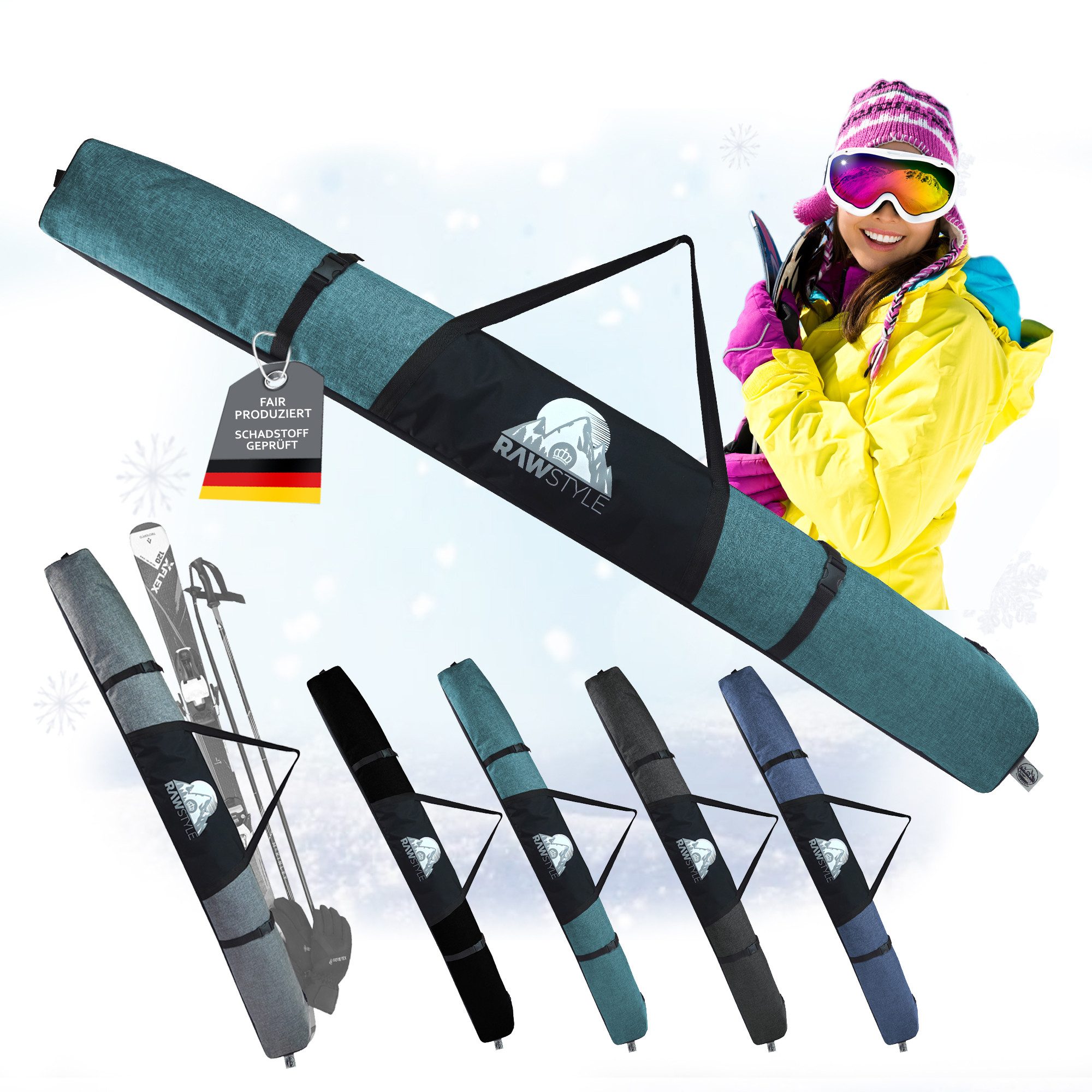 Skitasche Skitasche Skisack für Ski 160cm 180cm und Skistöcke Skibag Skicover