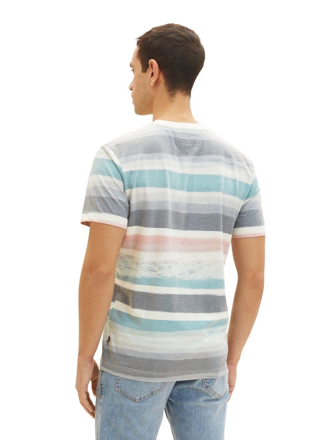 ALLOVER Color T-Shirt aus Beige Water PRINTED TAILOR Baumwollmix (1-tlg) Stripes Base 31511 TOM